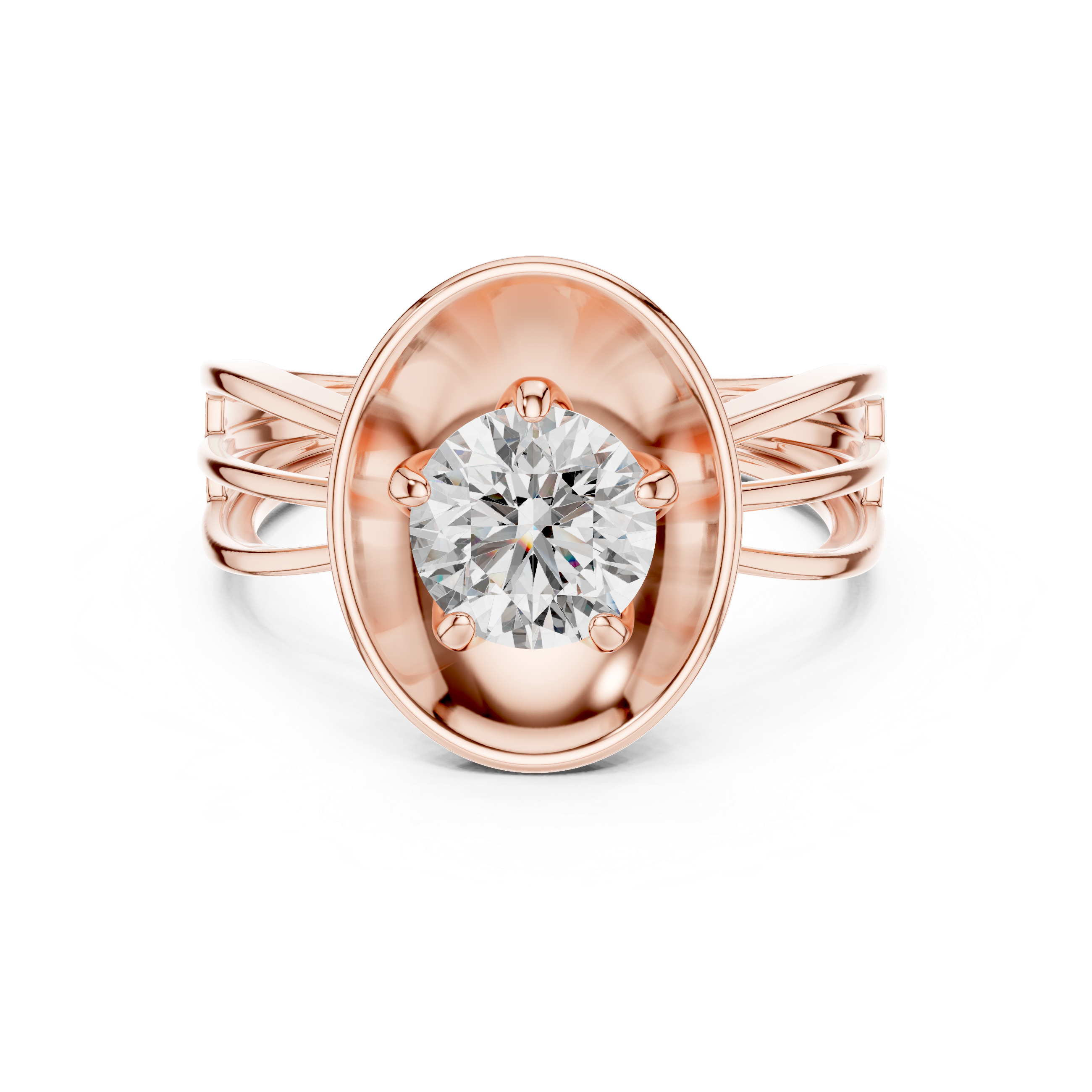 Contemporary Oval Frame Diamond Ring – Sleek Gold Design