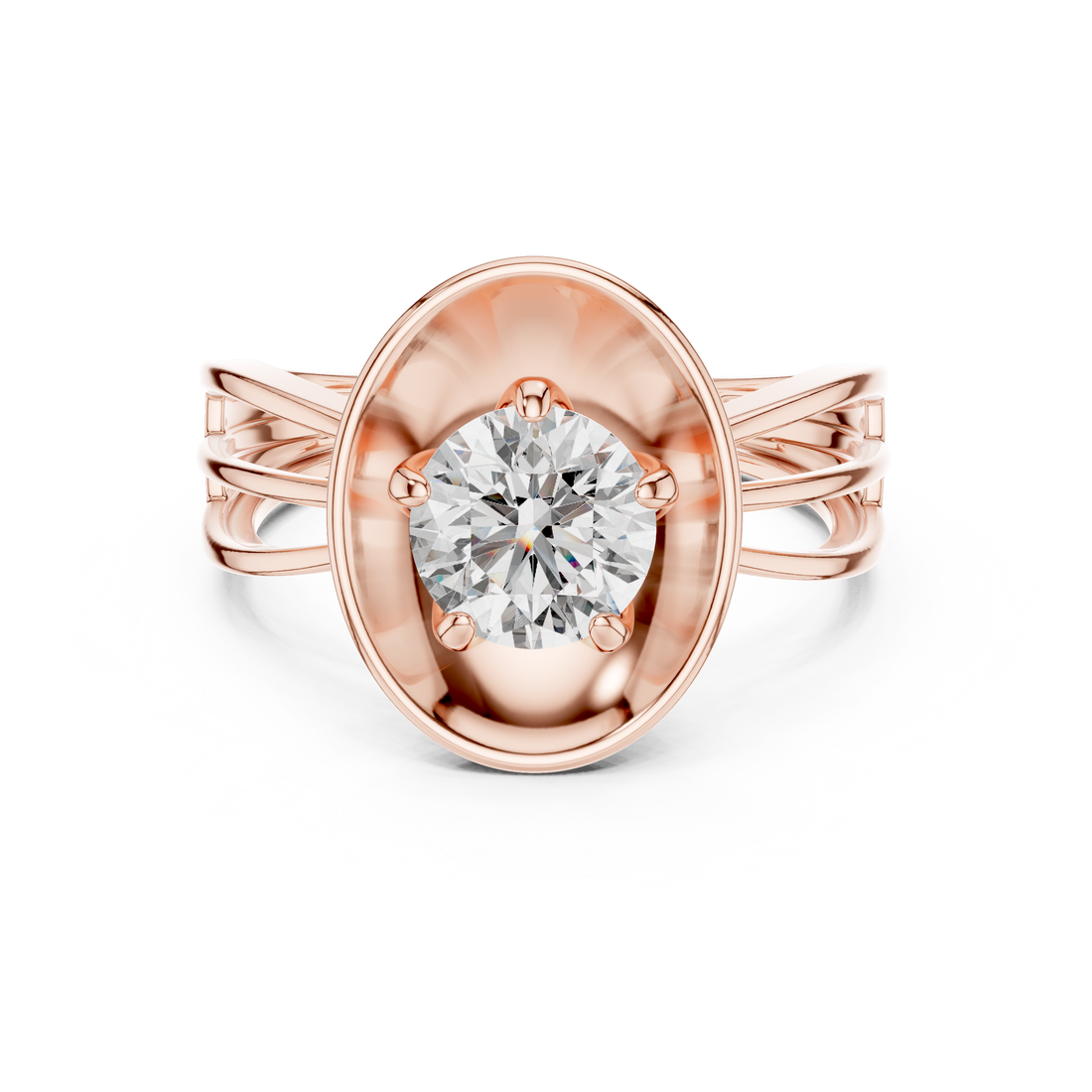 Contemporary Oval Frame Diamond Ring – Sleek Gold Design