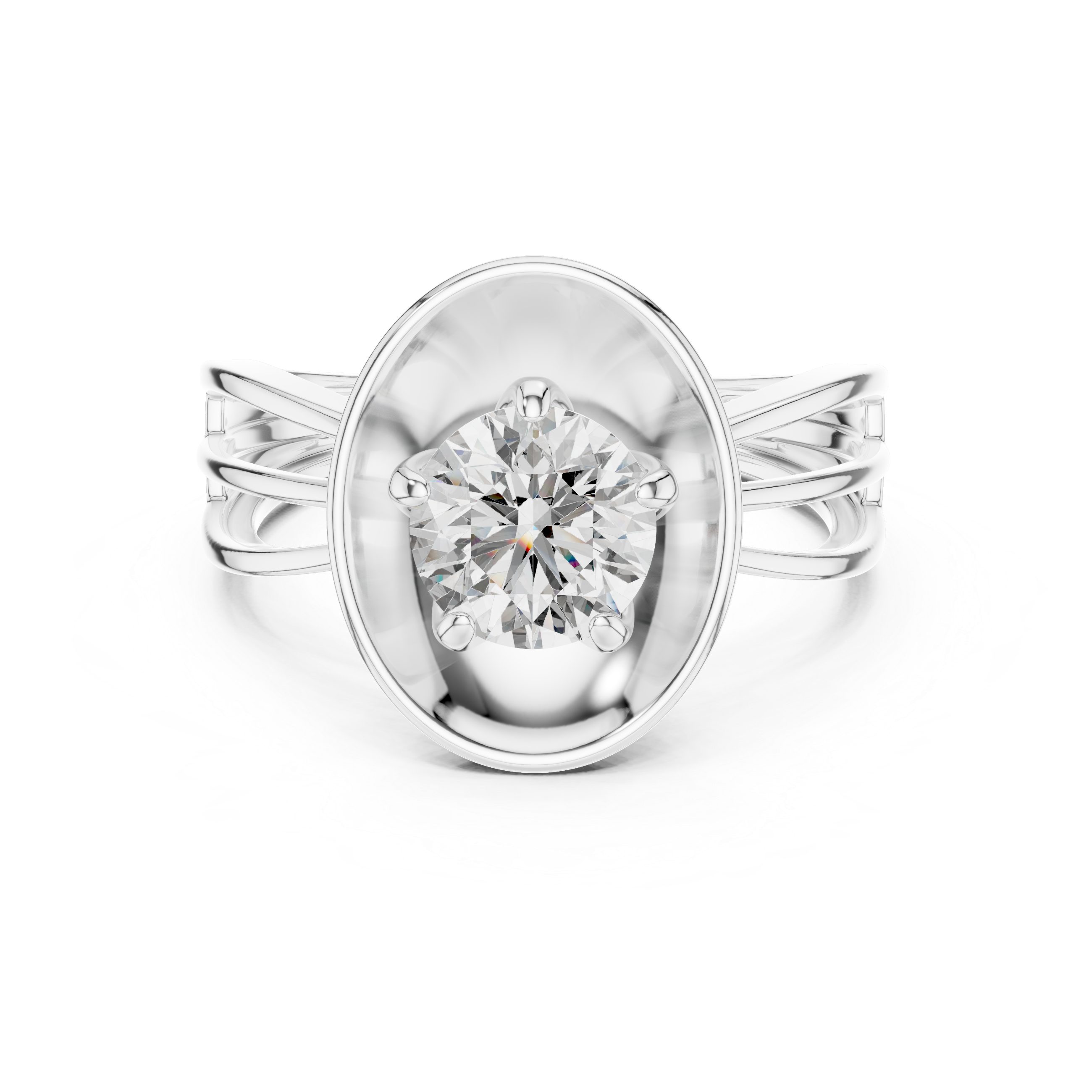 Contemporary Oval Frame Diamond Ring – Sleek Gold Design