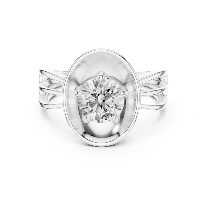 Contemporary Oval Frame Diamond Ring – Sleek Gold Design