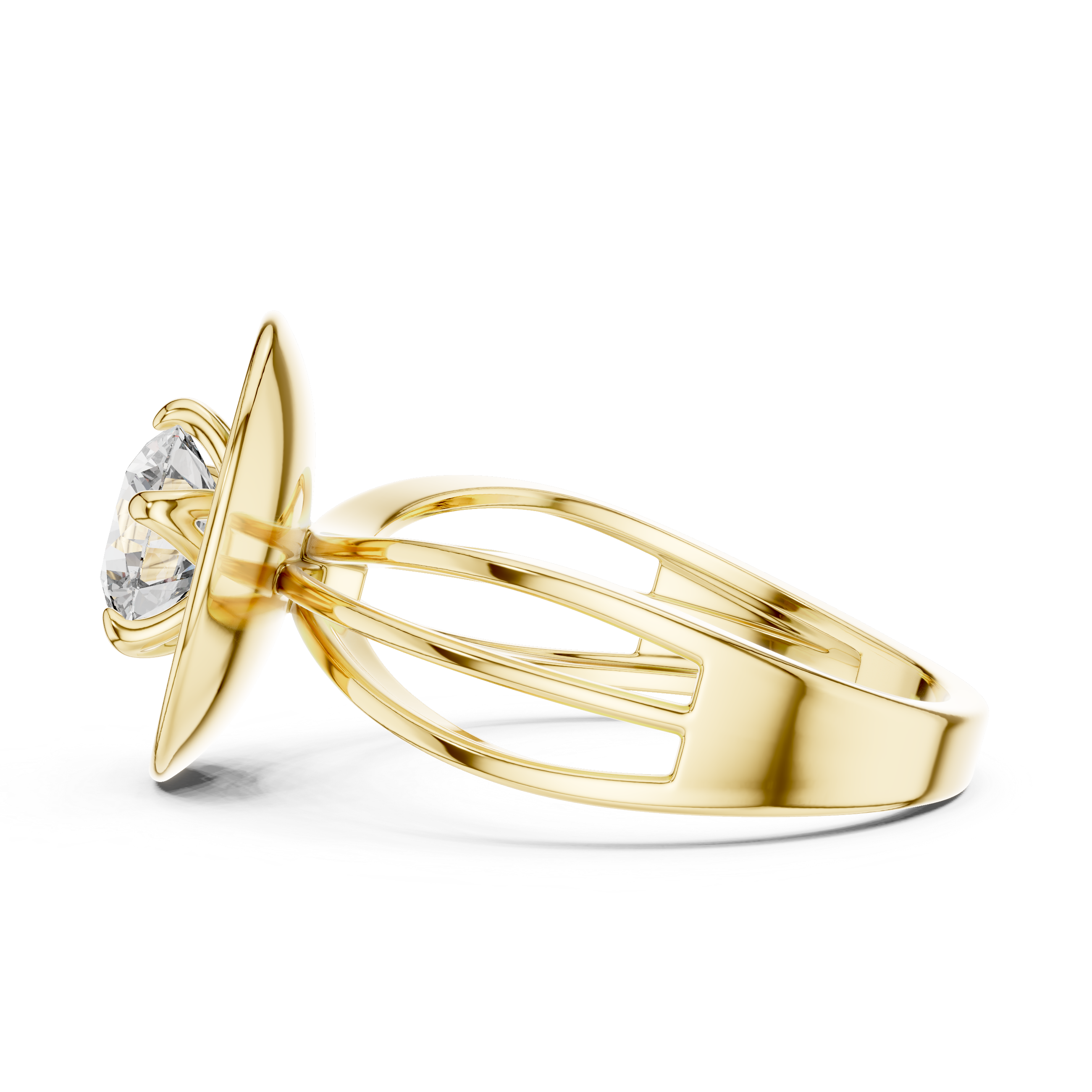 Contemporary Oval Frame Diamond Ring – Sleek Gold Design
