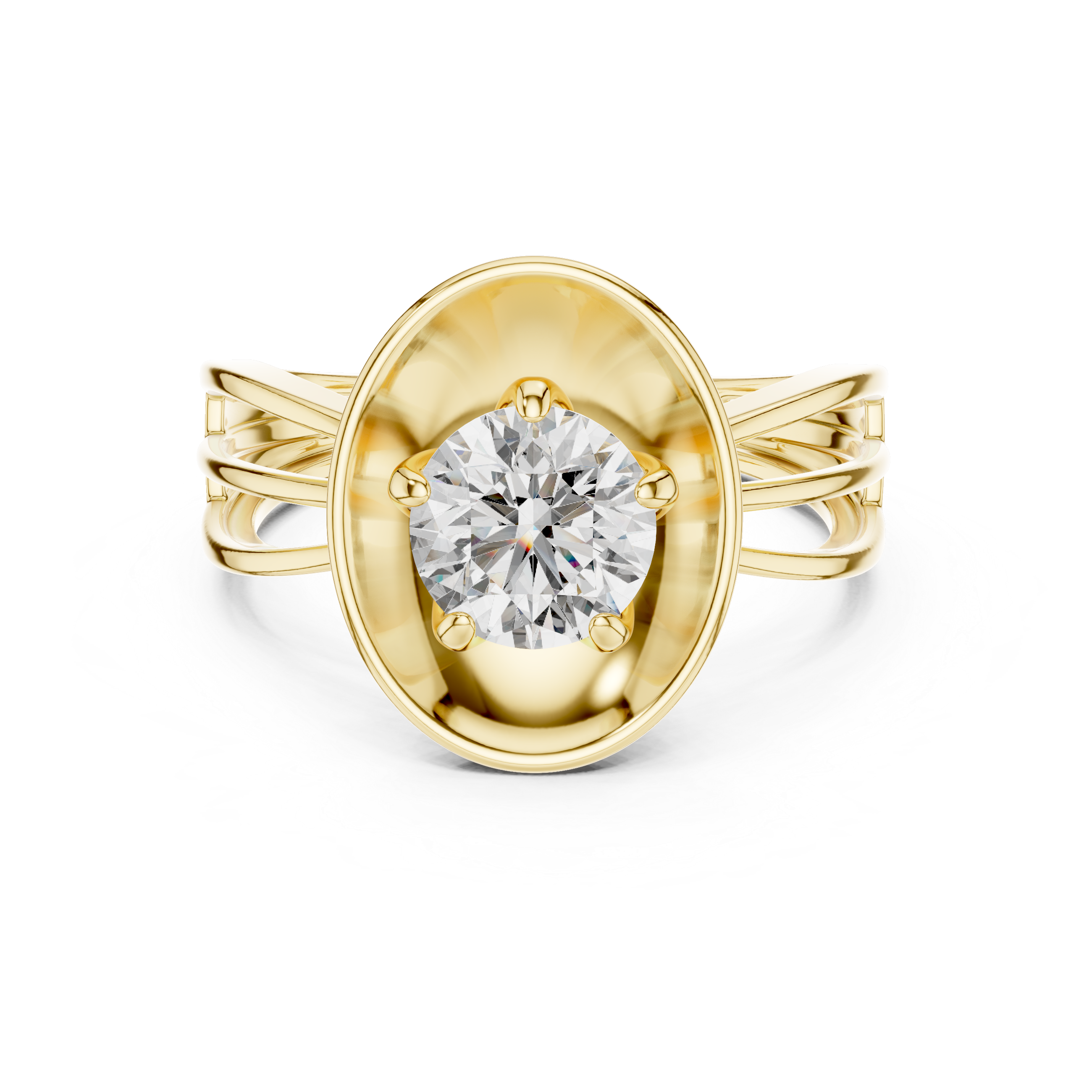 Contemporary Oval Frame Diamond Ring – Sleek Gold Design