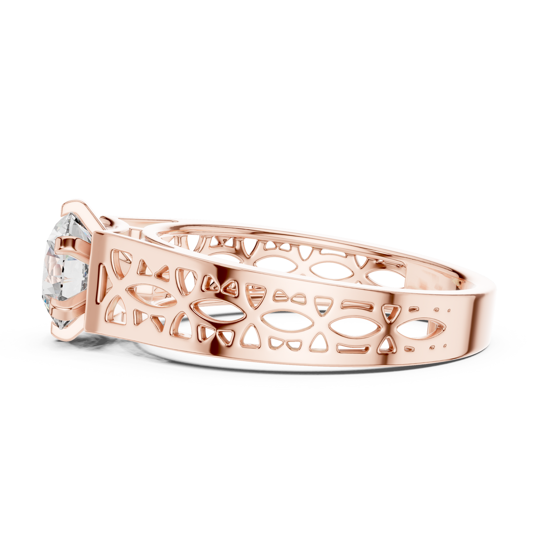 Modern Round Cut Diamond Solitaire Ring with Filigree Design