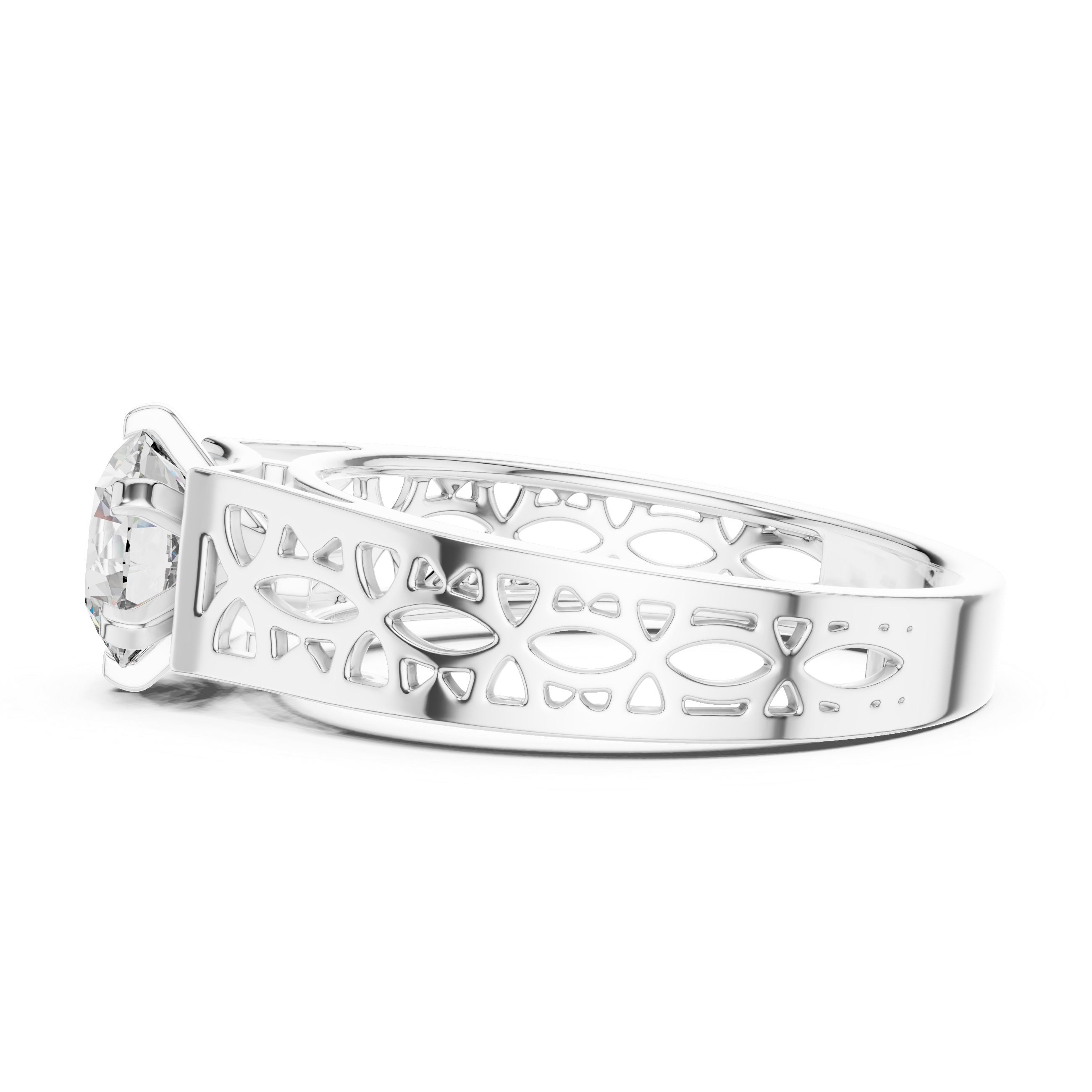 Modern Round Cut Diamond Solitaire Ring with Filigree Design