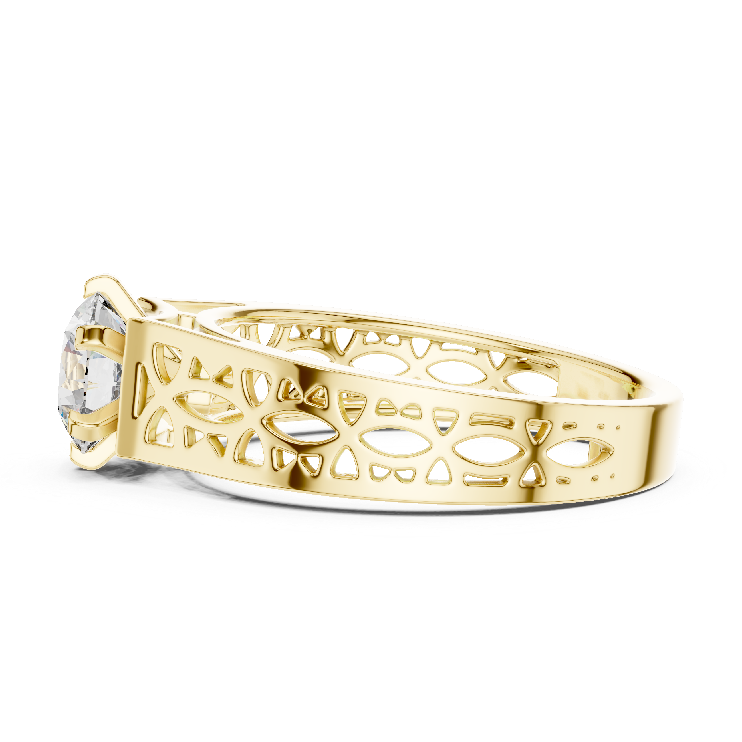 Modern Round Cut Diamond Solitaire Ring with Filigree Design