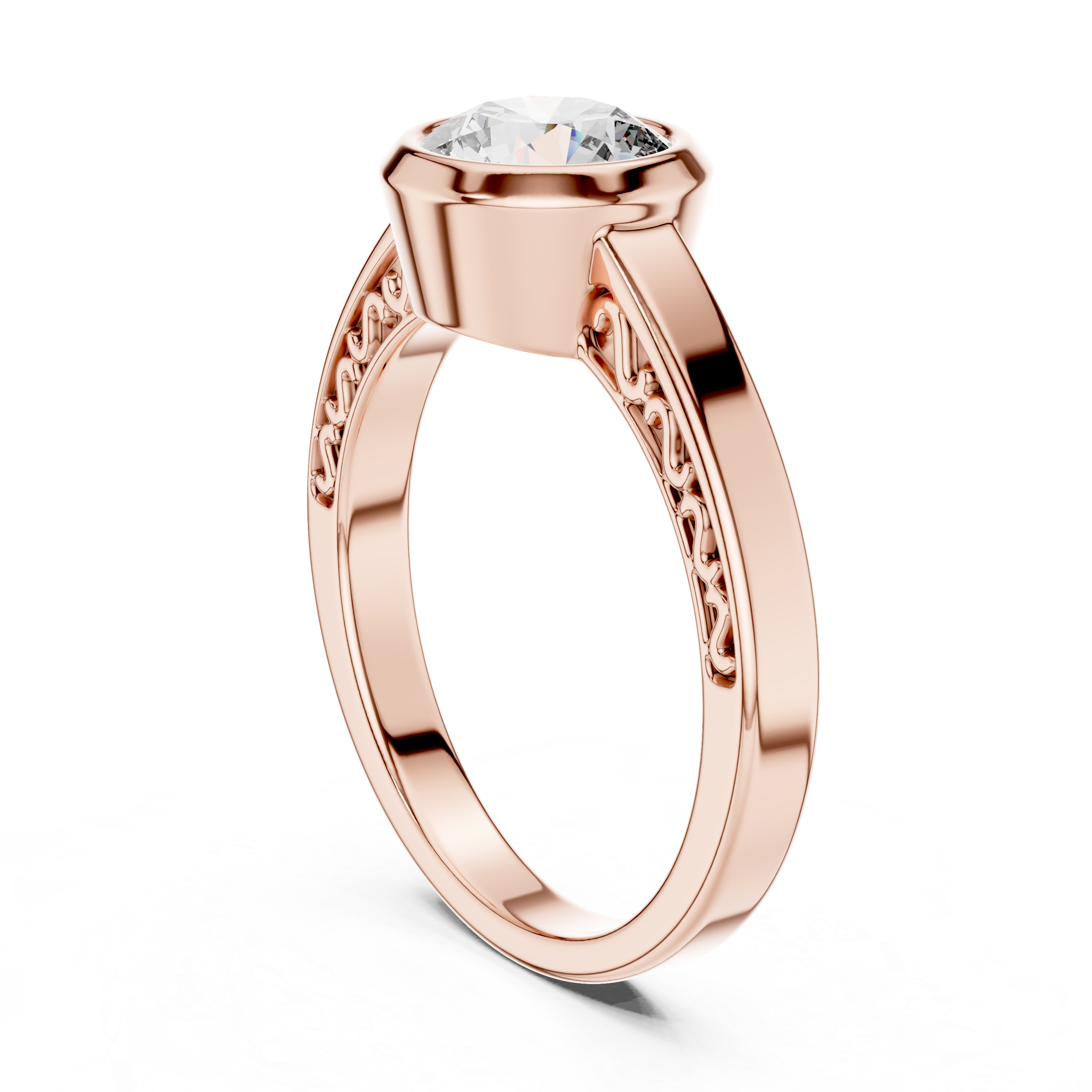 Simple Bezel Set Solitaire Engagement Ring