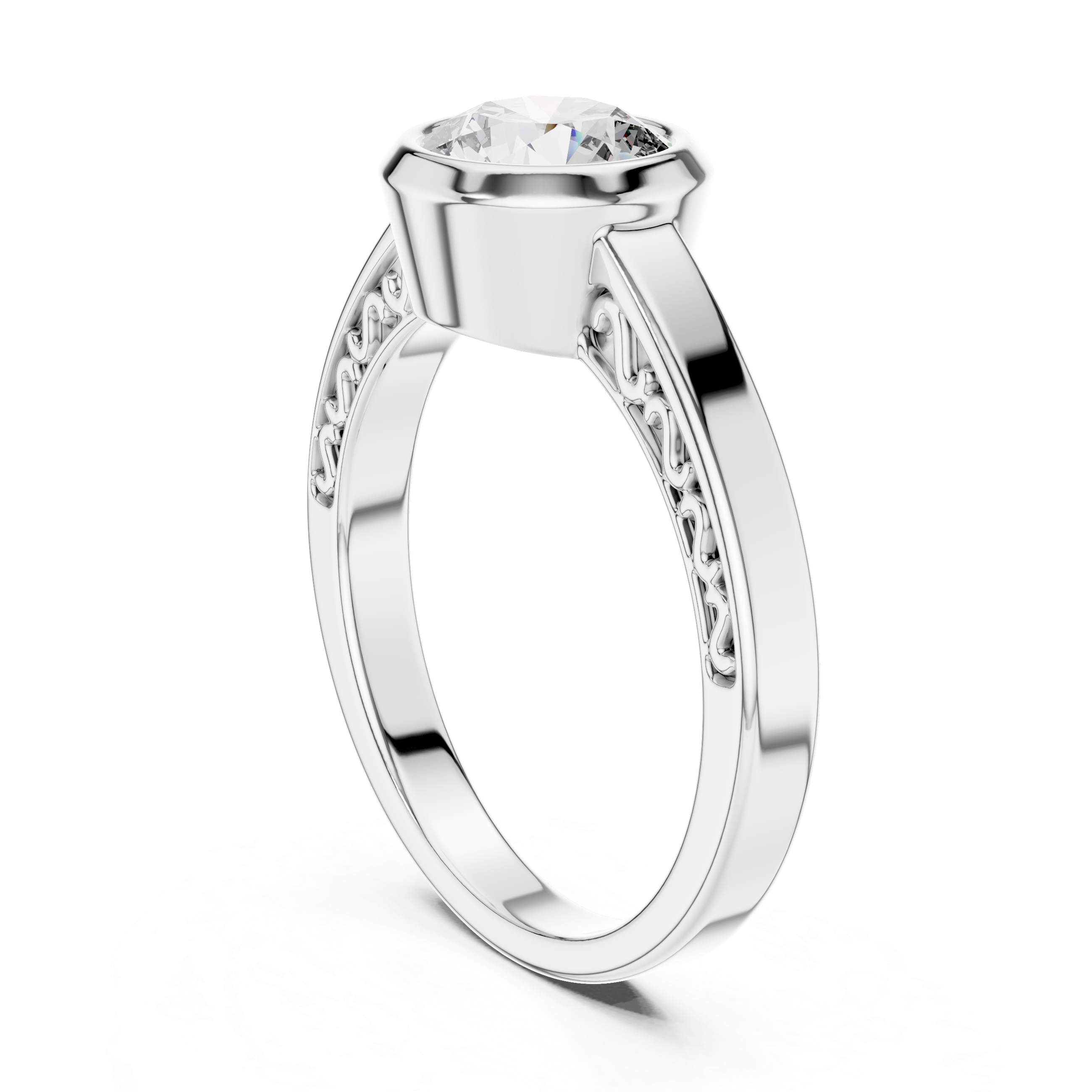 Simple Bezel Set Solitaire Engagement Ring