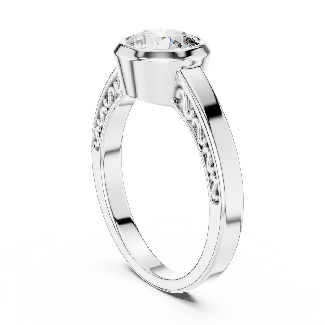 Simple Bezel Set Solitaire Engagement Ring