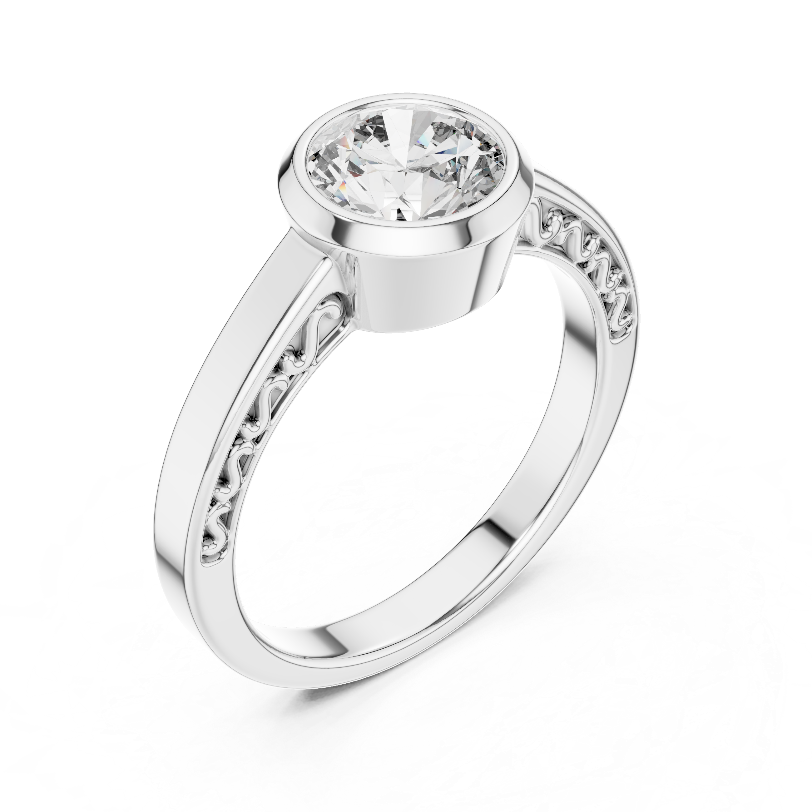 Simple Bezel Set Solitaire Engagement Ring