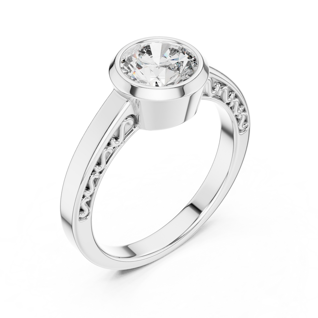 Simple Bezel Set Solitaire Engagement Ring