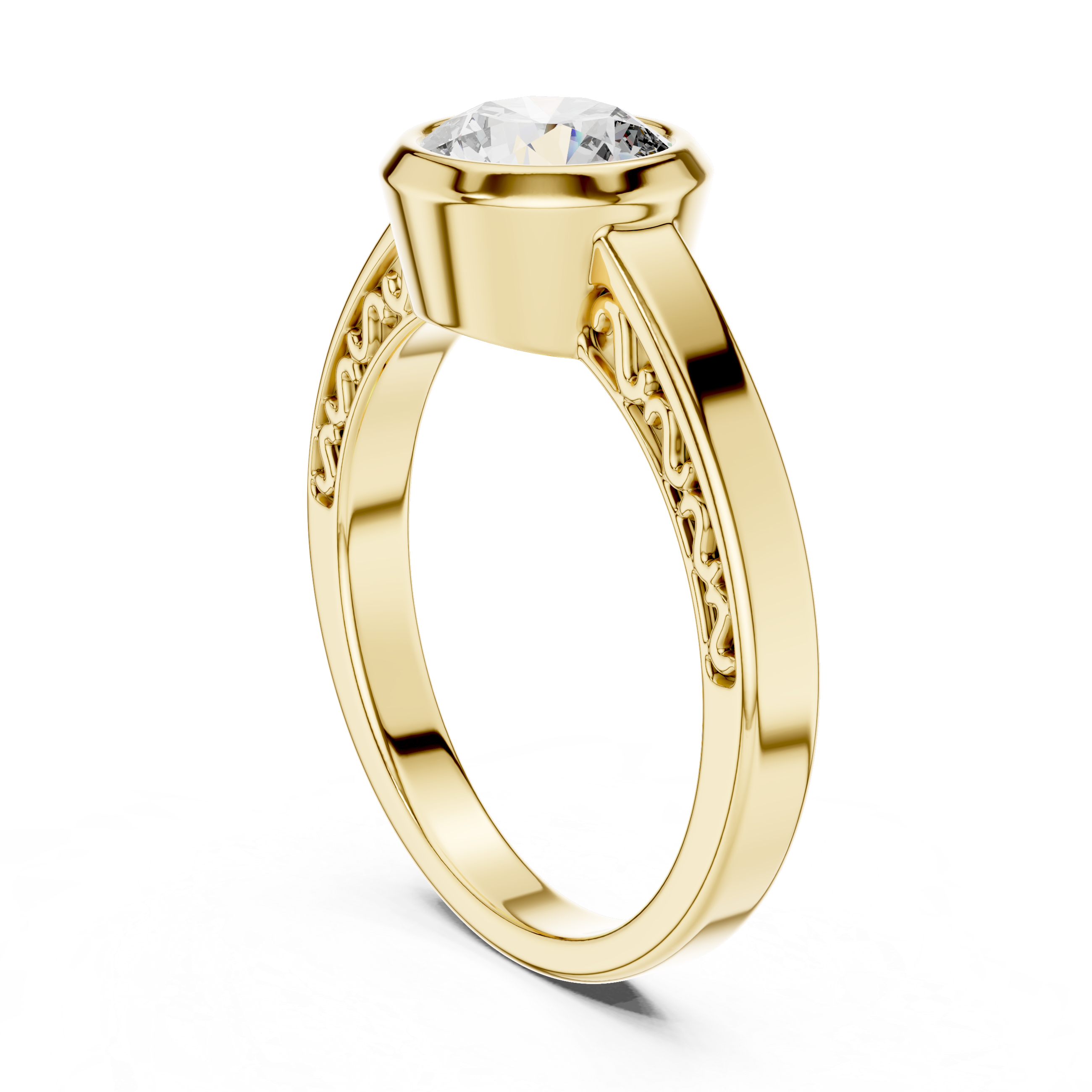 Simple Bezel Set Solitaire Engagement Ring