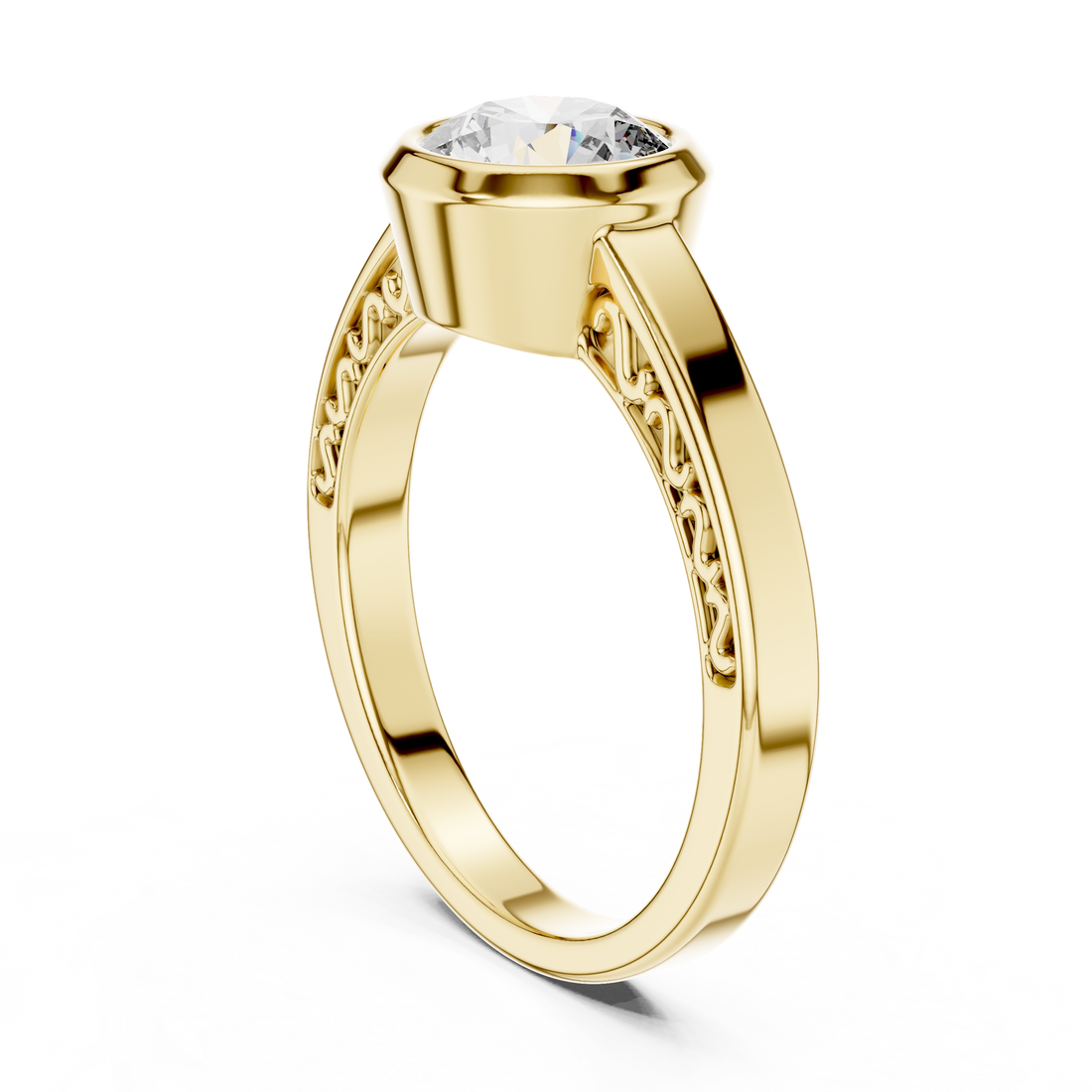 Simple Bezel Set Solitaire Engagement Ring