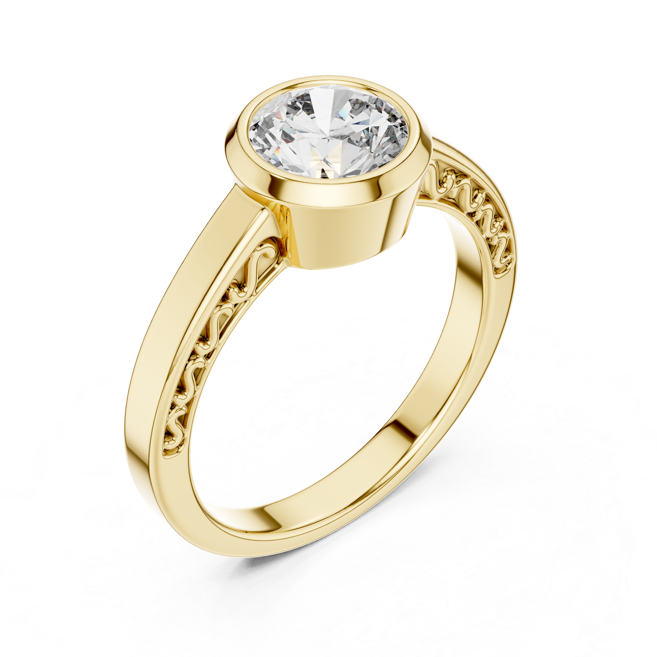 Simple Bezel Set Solitaire Engagement Ring