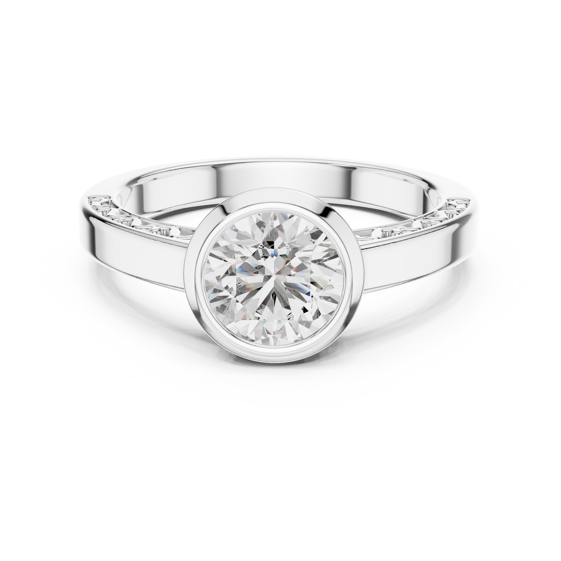 Simple Bezel Set Solitaire Engagement Ring