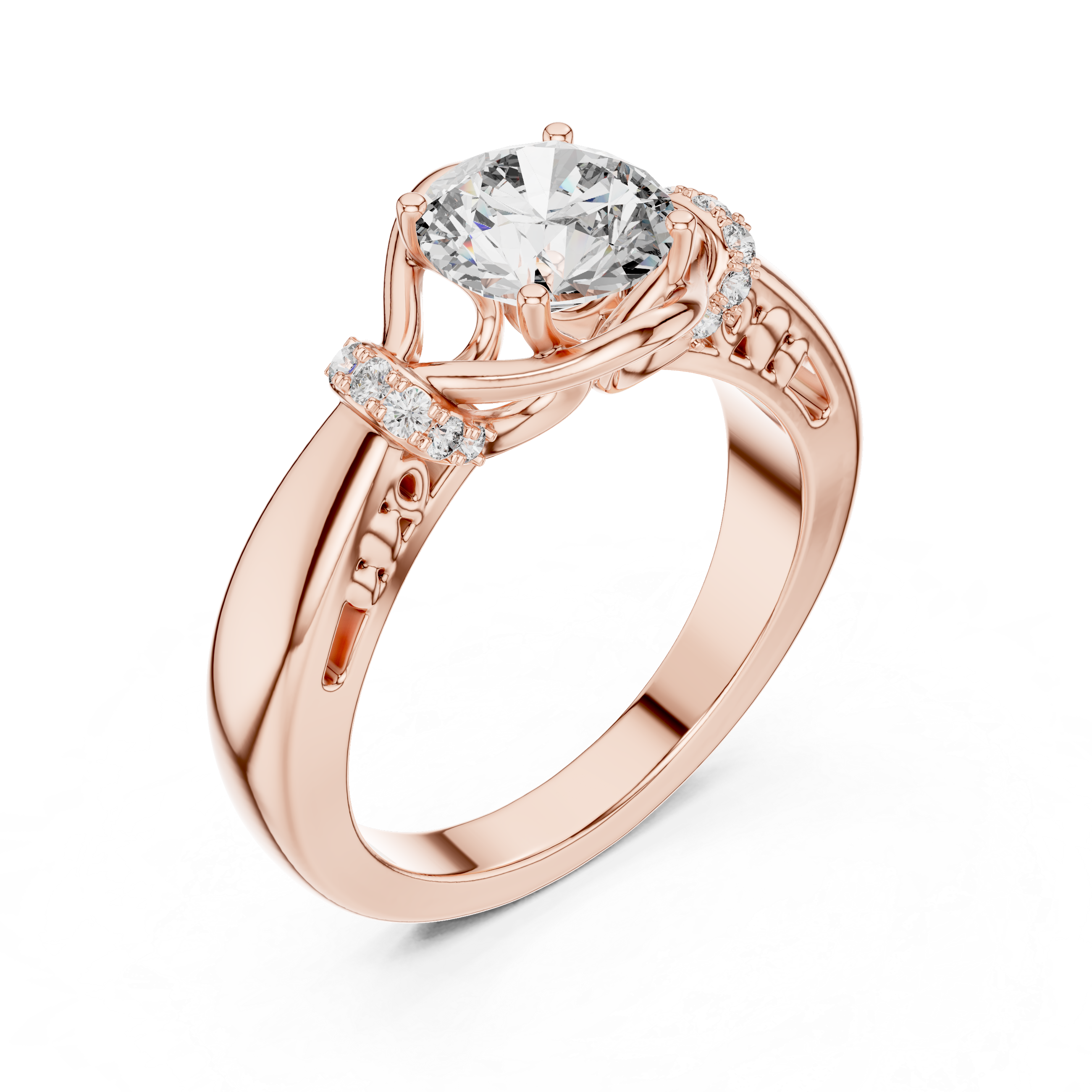 Unique Blushing Vine Halo Engagement Ring