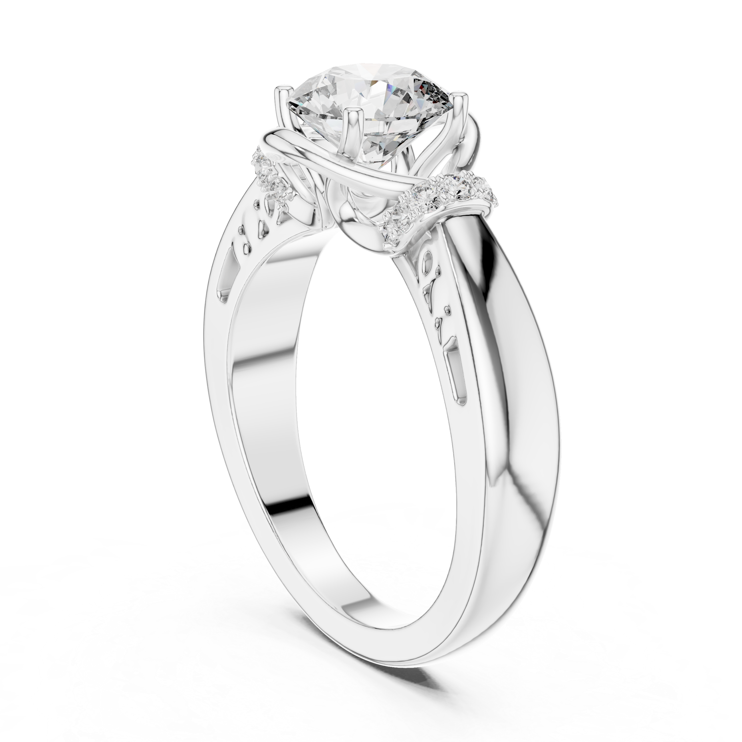 Unique Blushing Vine Halo Engagement Ring