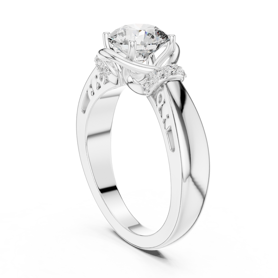 Unique Blushing Vine Halo Engagement Ring