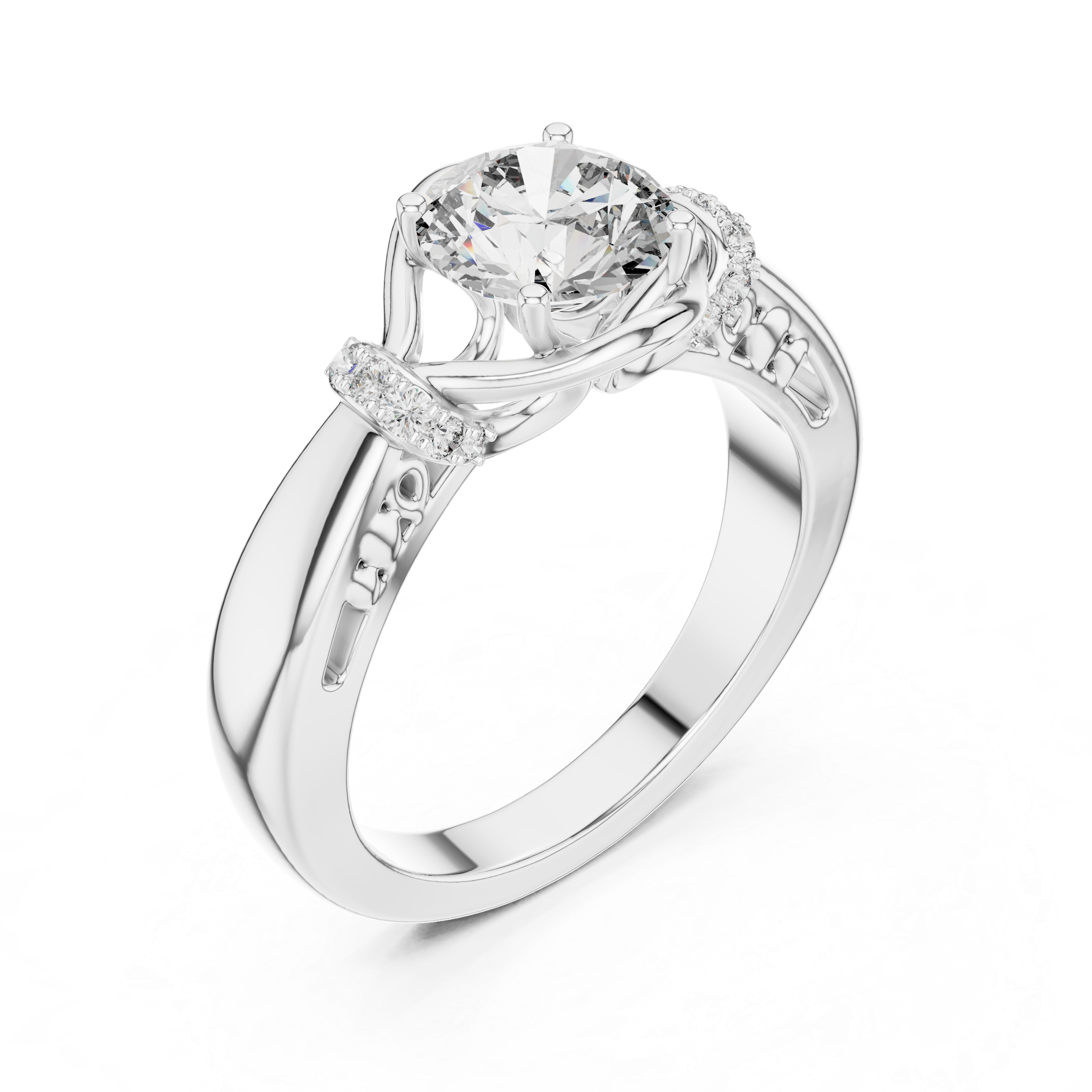 Unique Blushing Vine Halo Engagement Ring