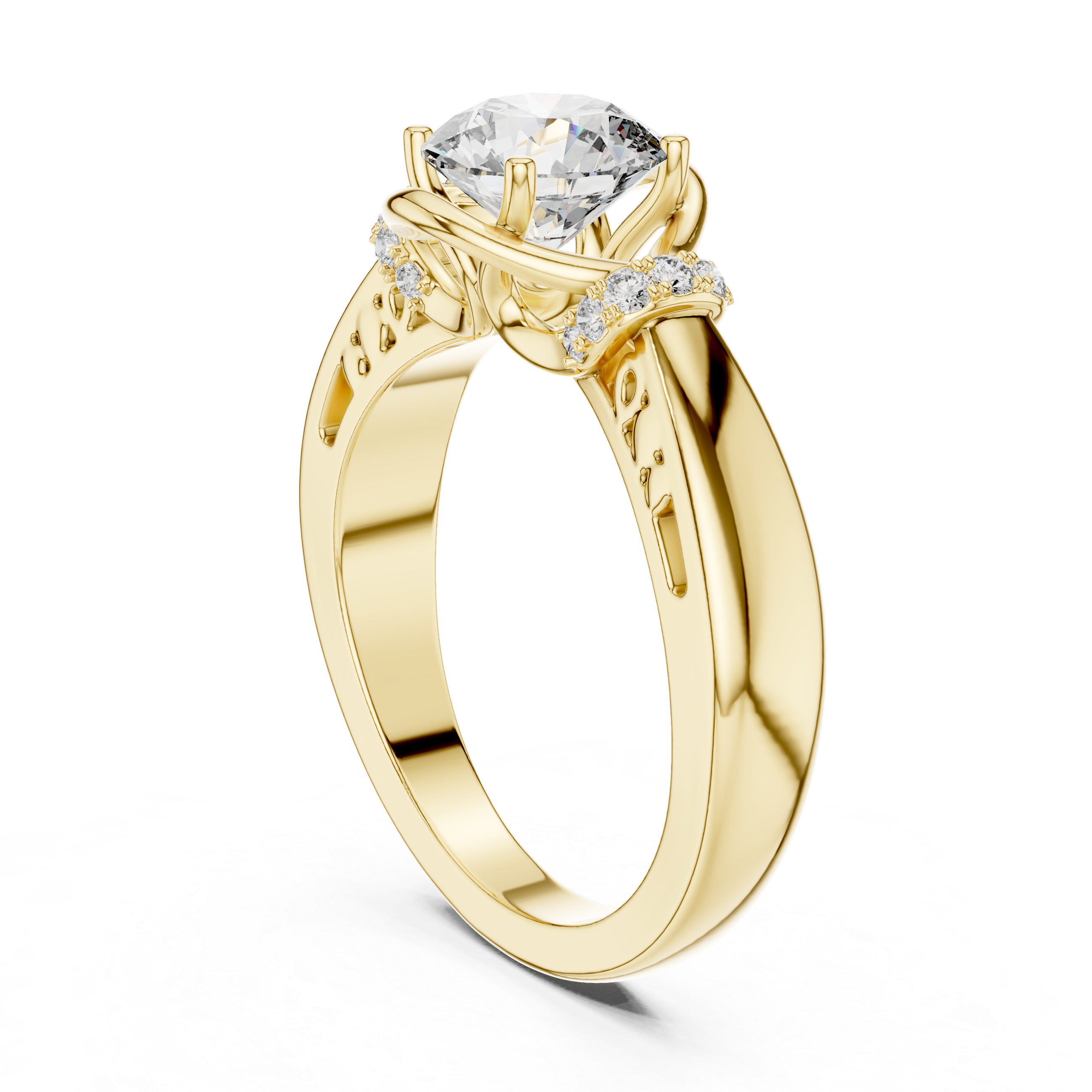 Unique Blushing Vine Halo Engagement Ring