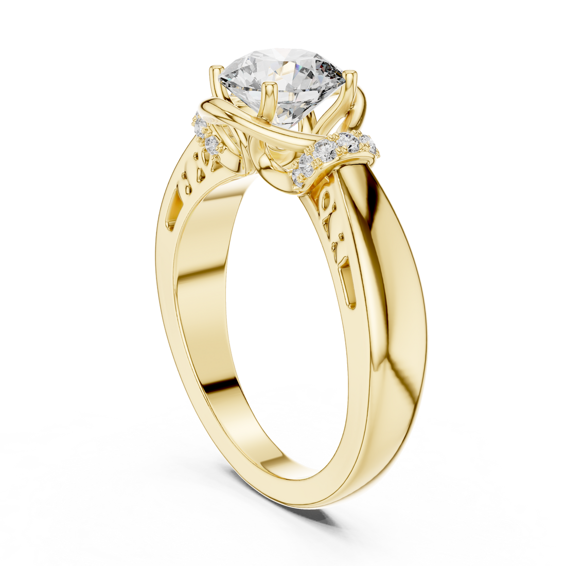 Unique Blushing Vine Halo Engagement Ring