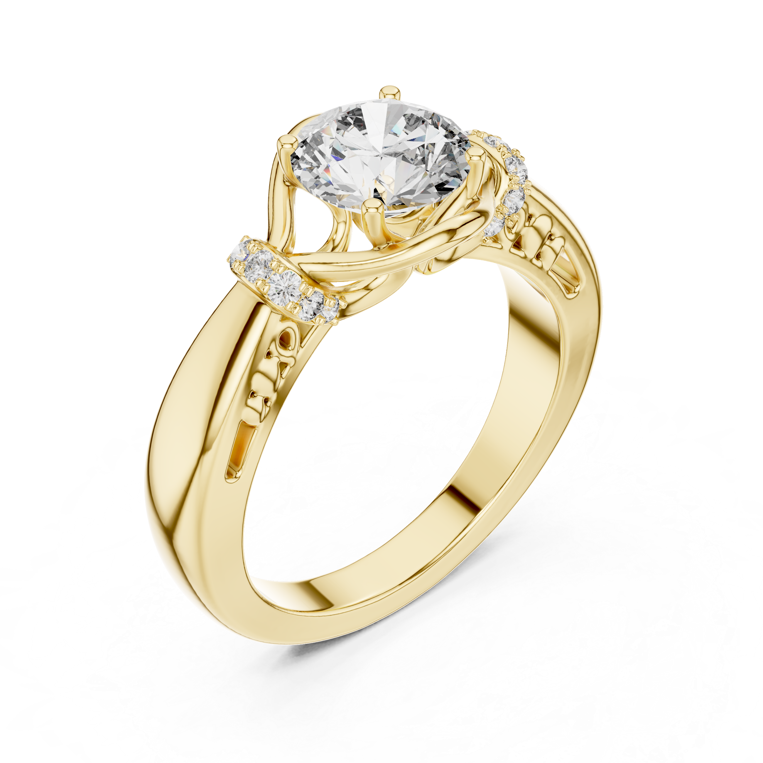 Unique Blushing Vine Halo Engagement Ring