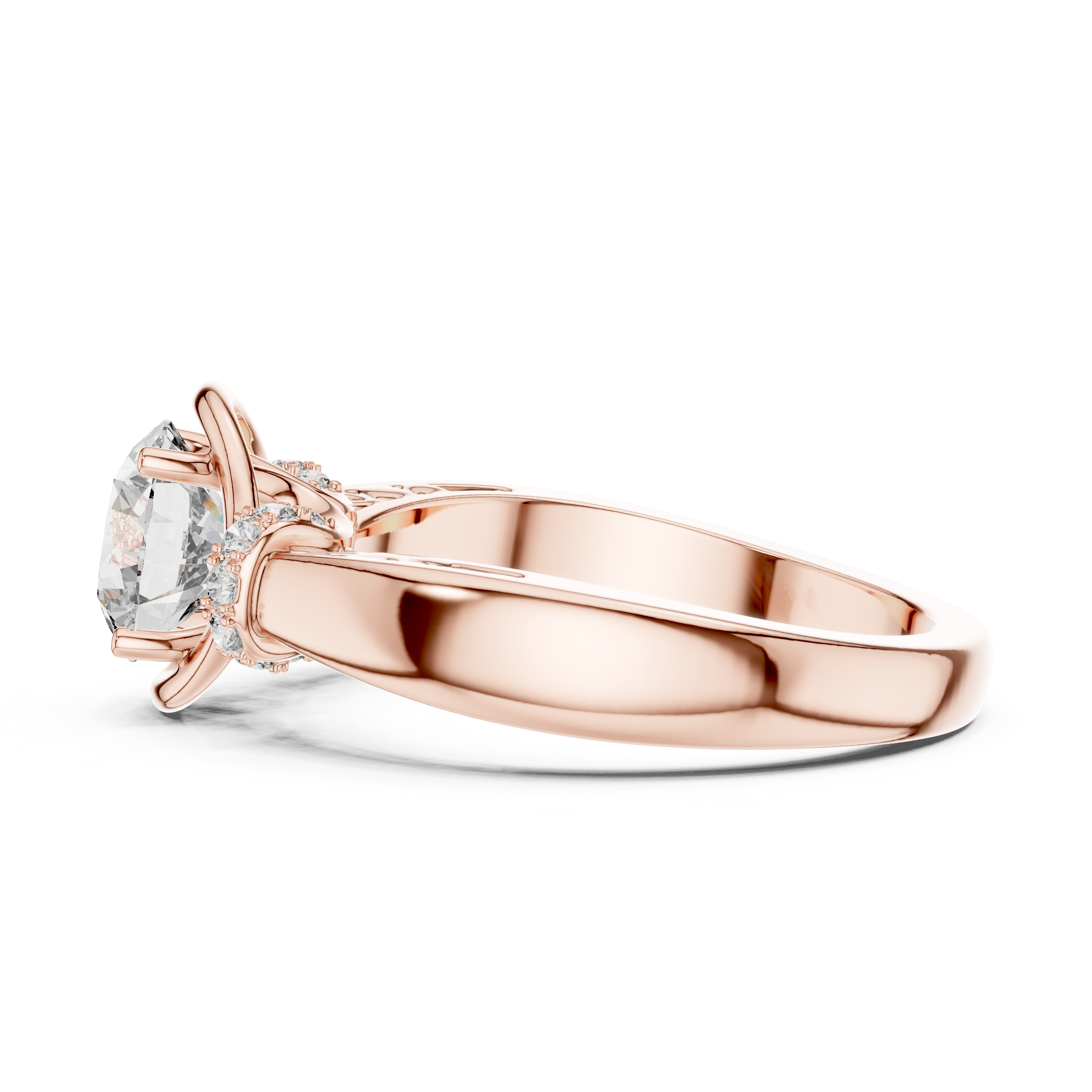 Unique Blushing Vine Halo Engagement Ring