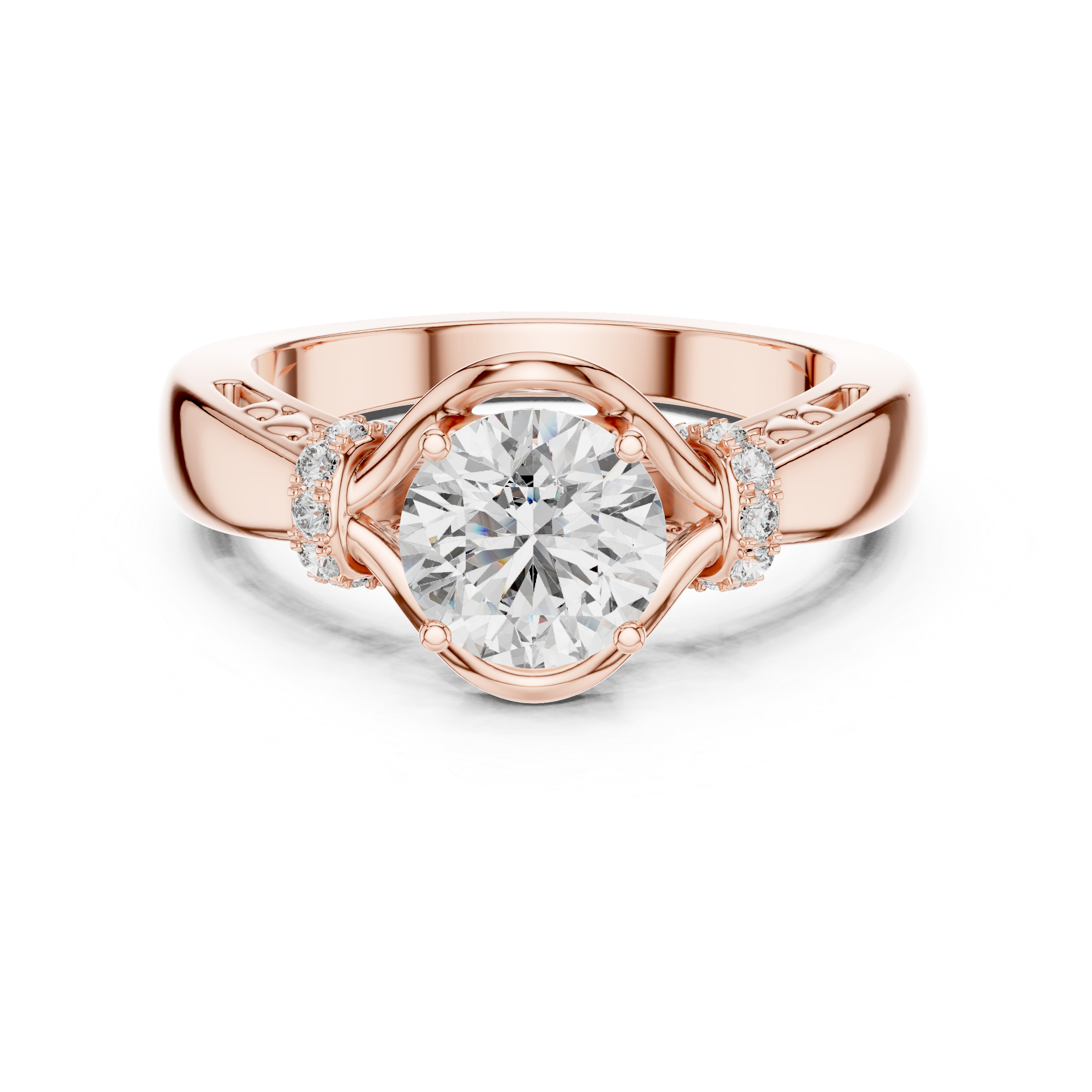 Unique Blushing Vine Halo Engagement Ring