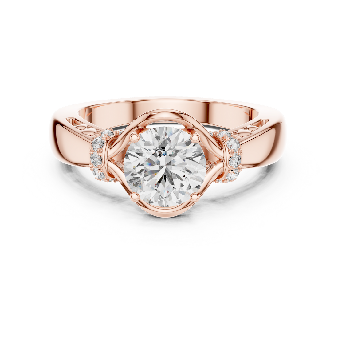 Unique Blushing Vine Halo Engagement Ring