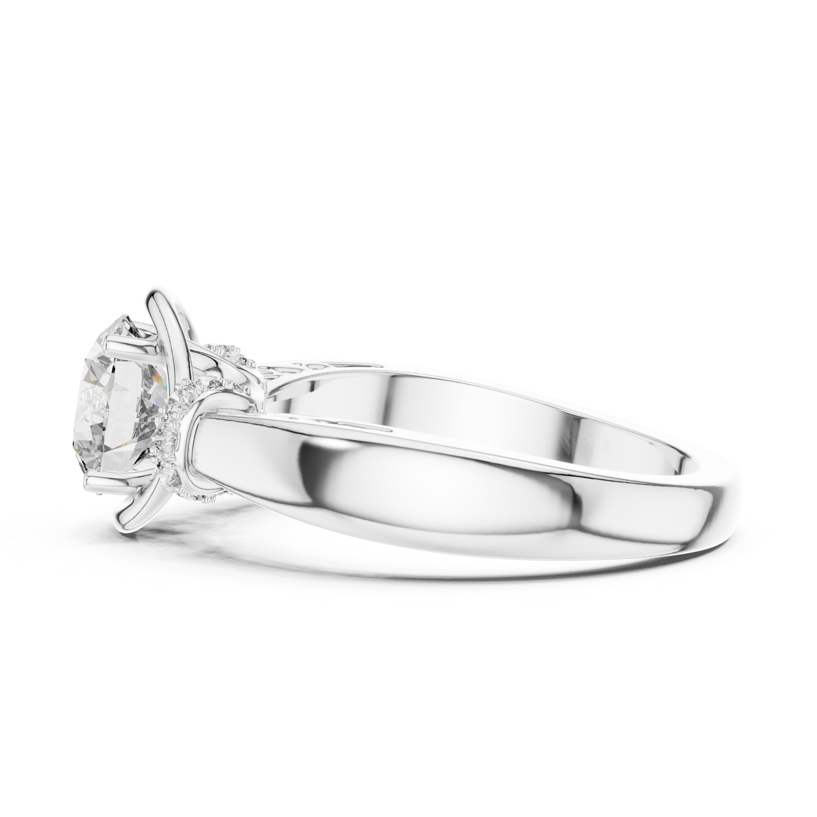 Unique Blushing Vine Halo Engagement Ring