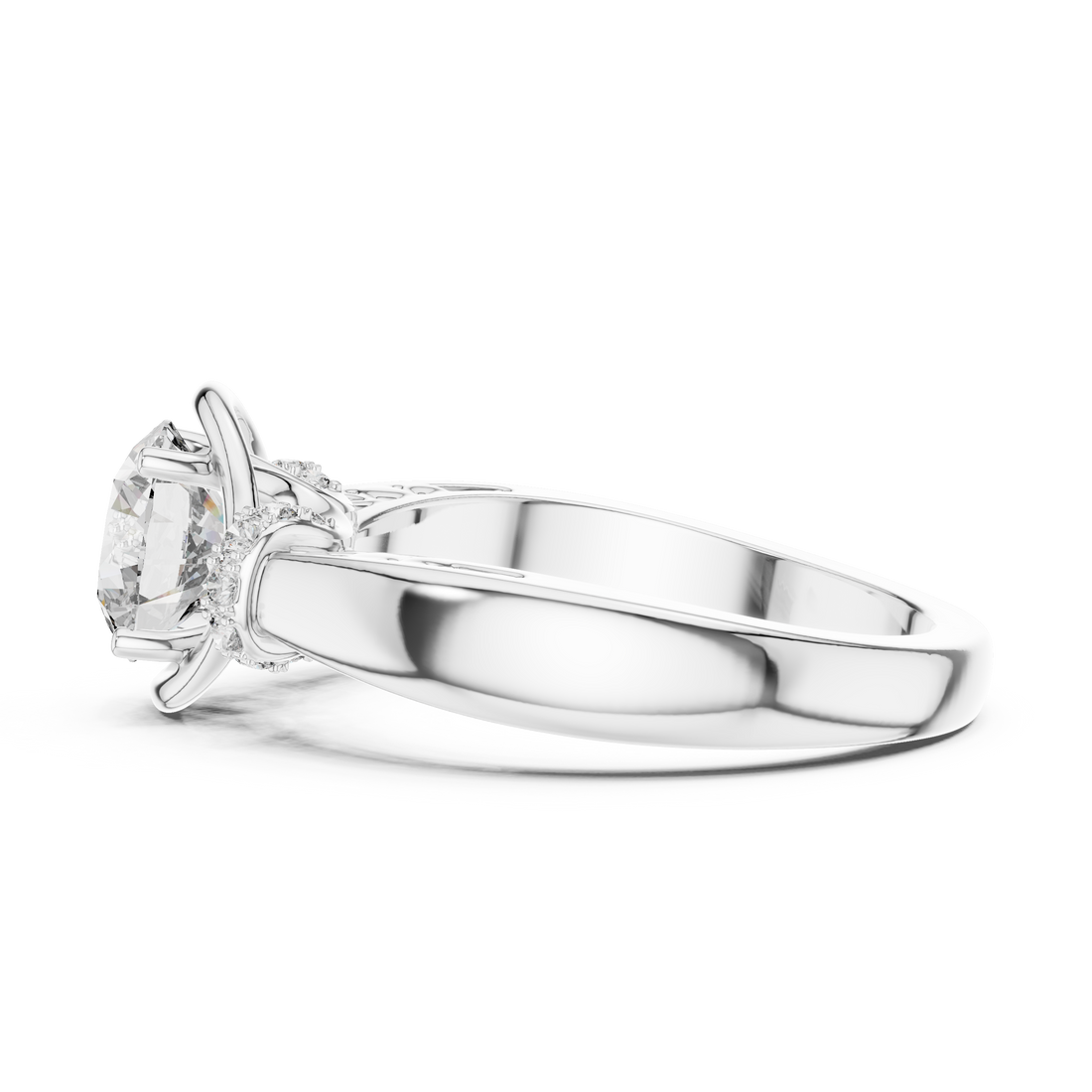 Unique Blushing Vine Halo Engagement Ring