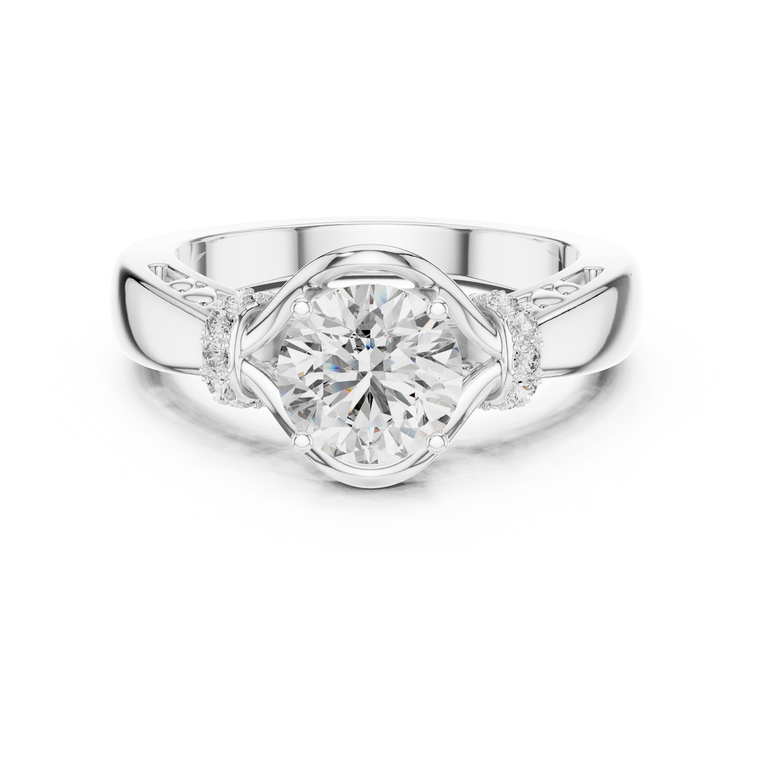 Unique Blushing Vine Halo Engagement Ring