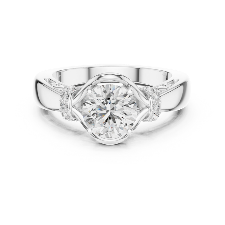 Unique Blushing Vine Halo Engagement Ring