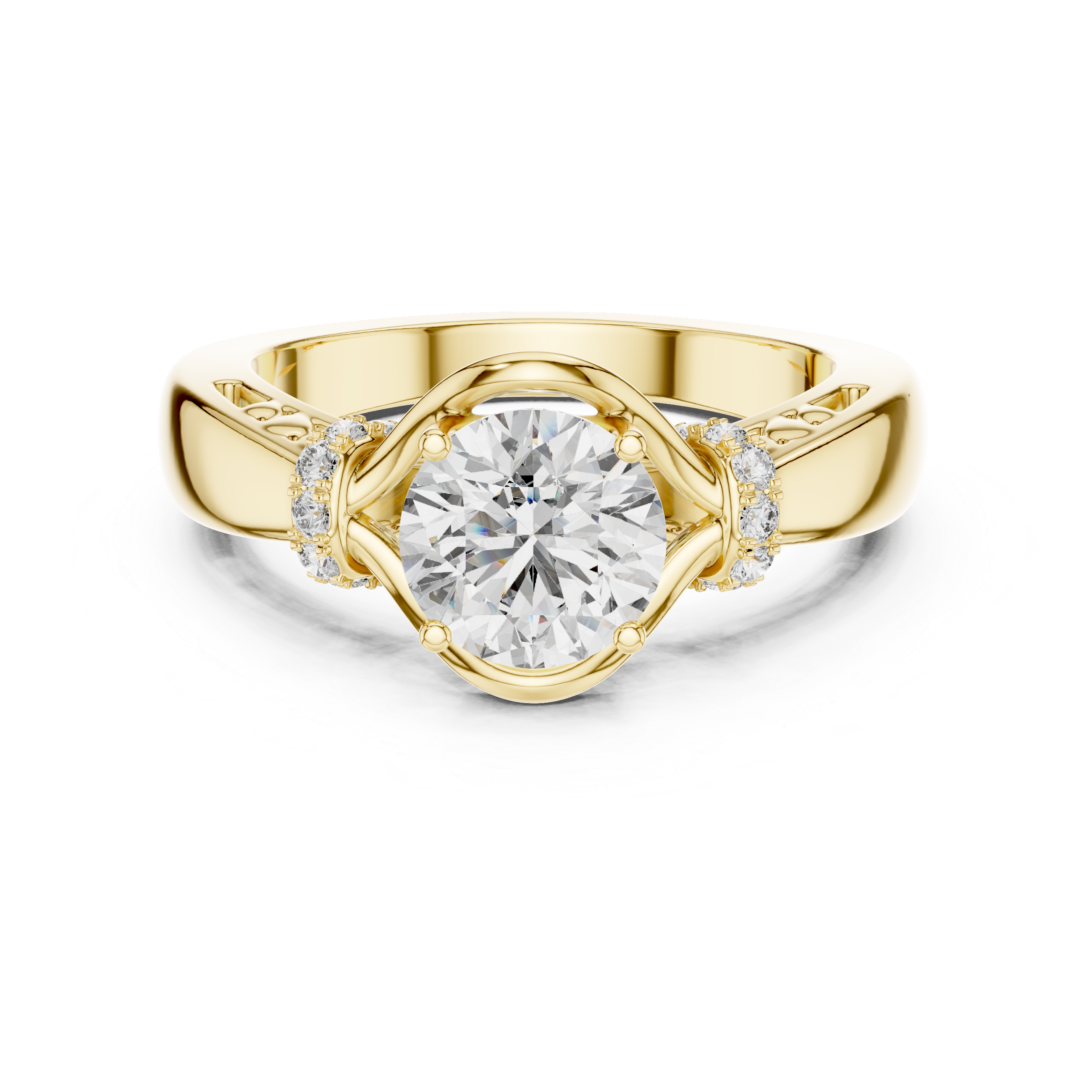 Unique Blushing Vine Halo Engagement Ring