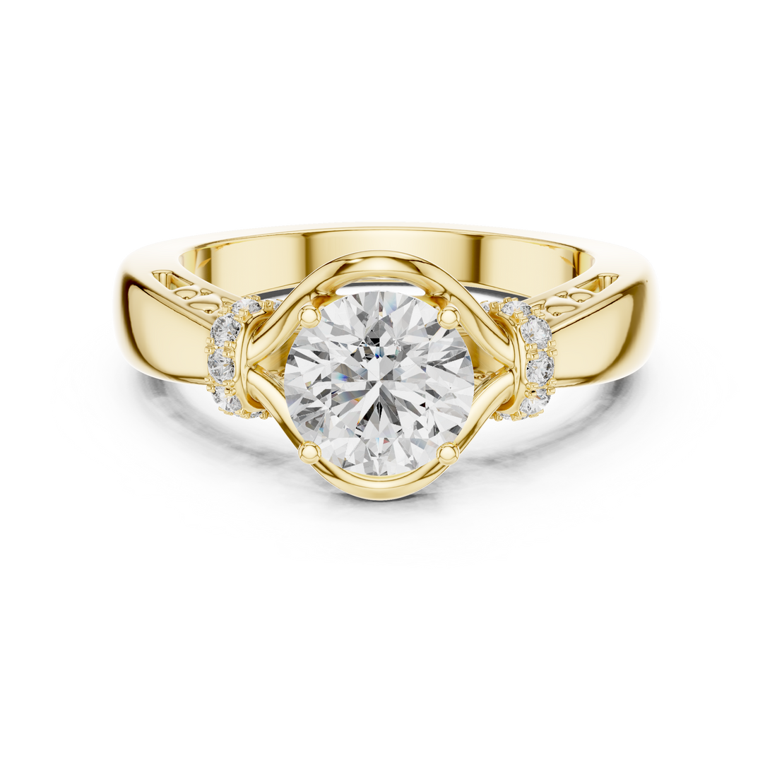 Unique Blushing Vine Halo Engagement Ring