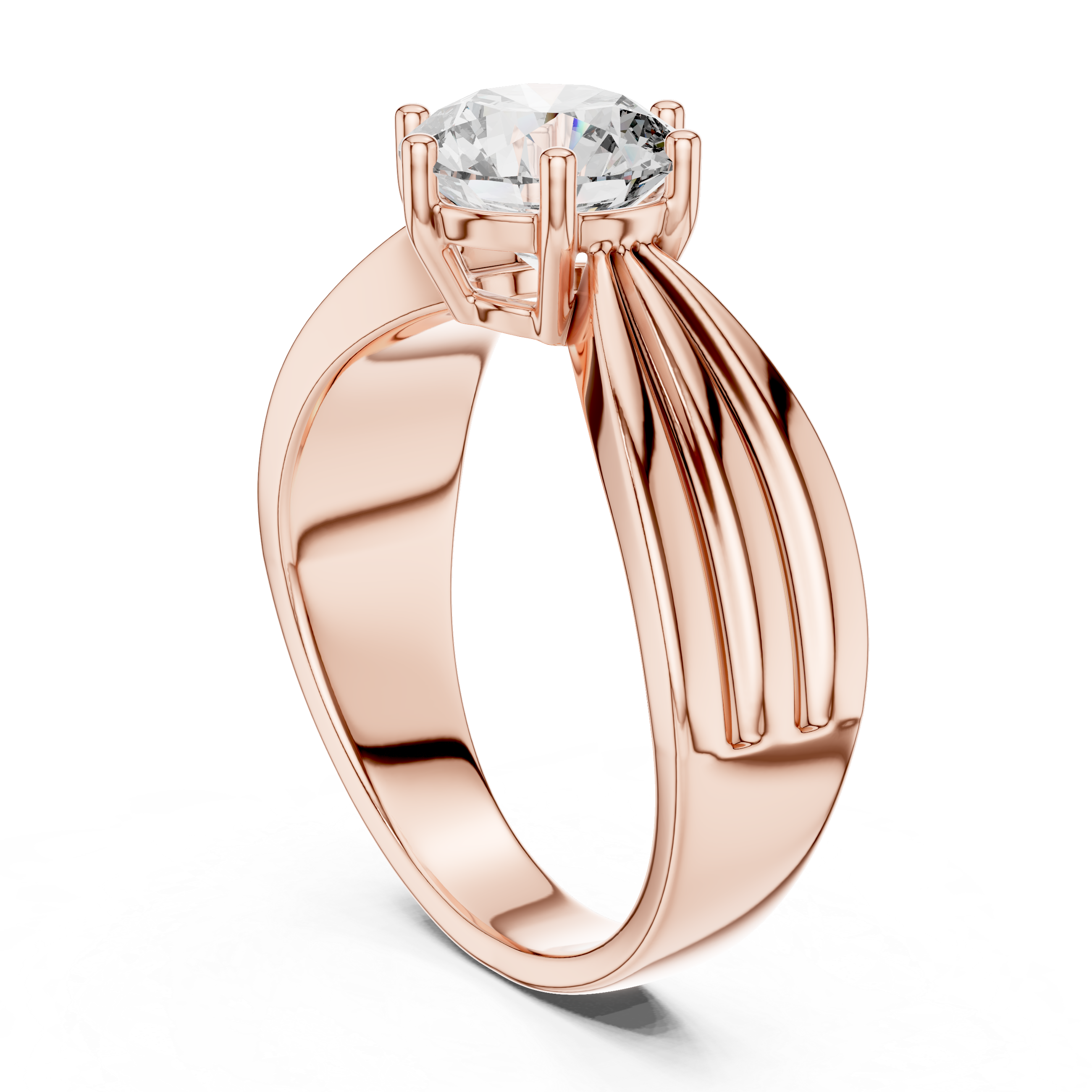 Modern White Gold Solitaire Ring with Sculpted Band