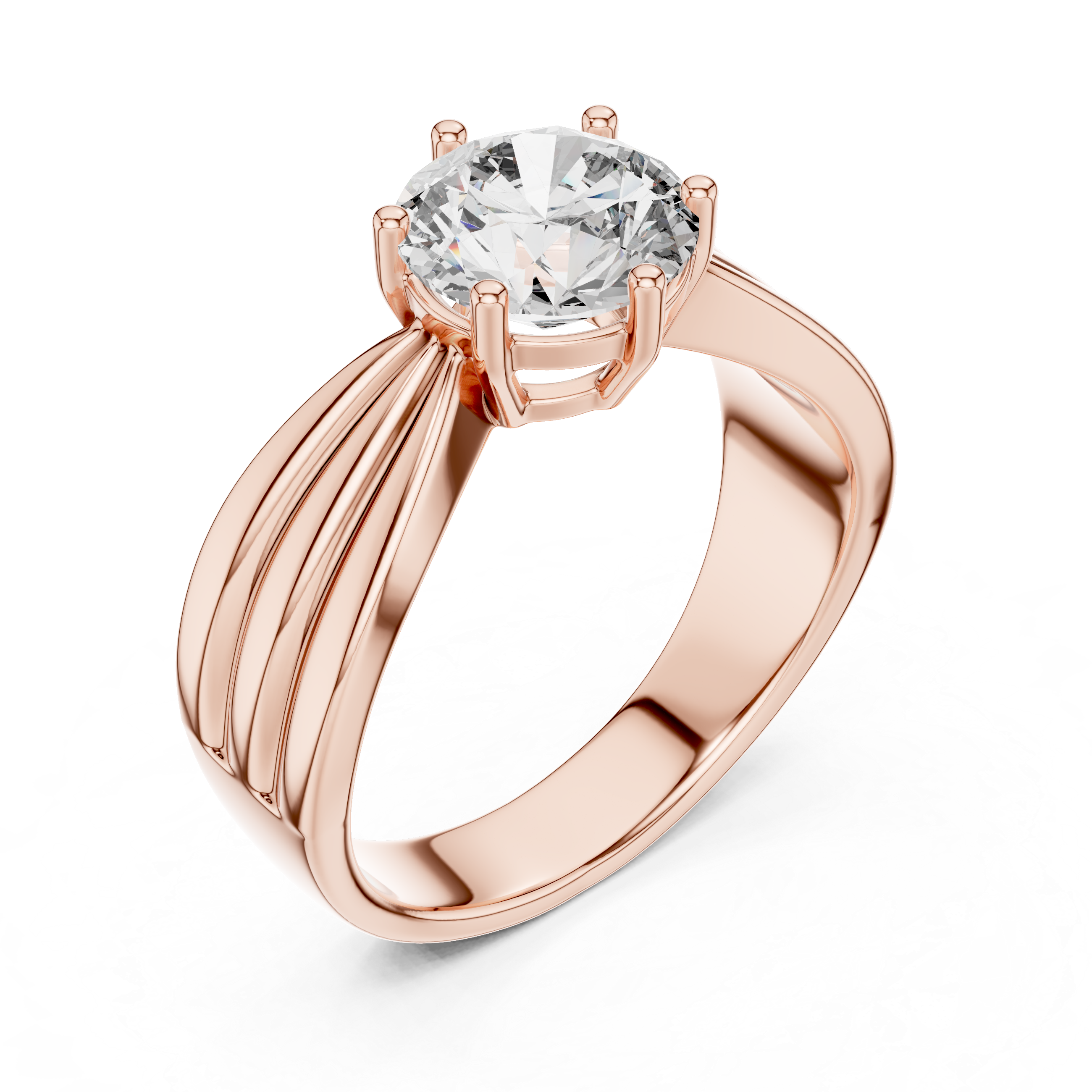 Modern White Gold Solitaire Ring with Sculpted Band