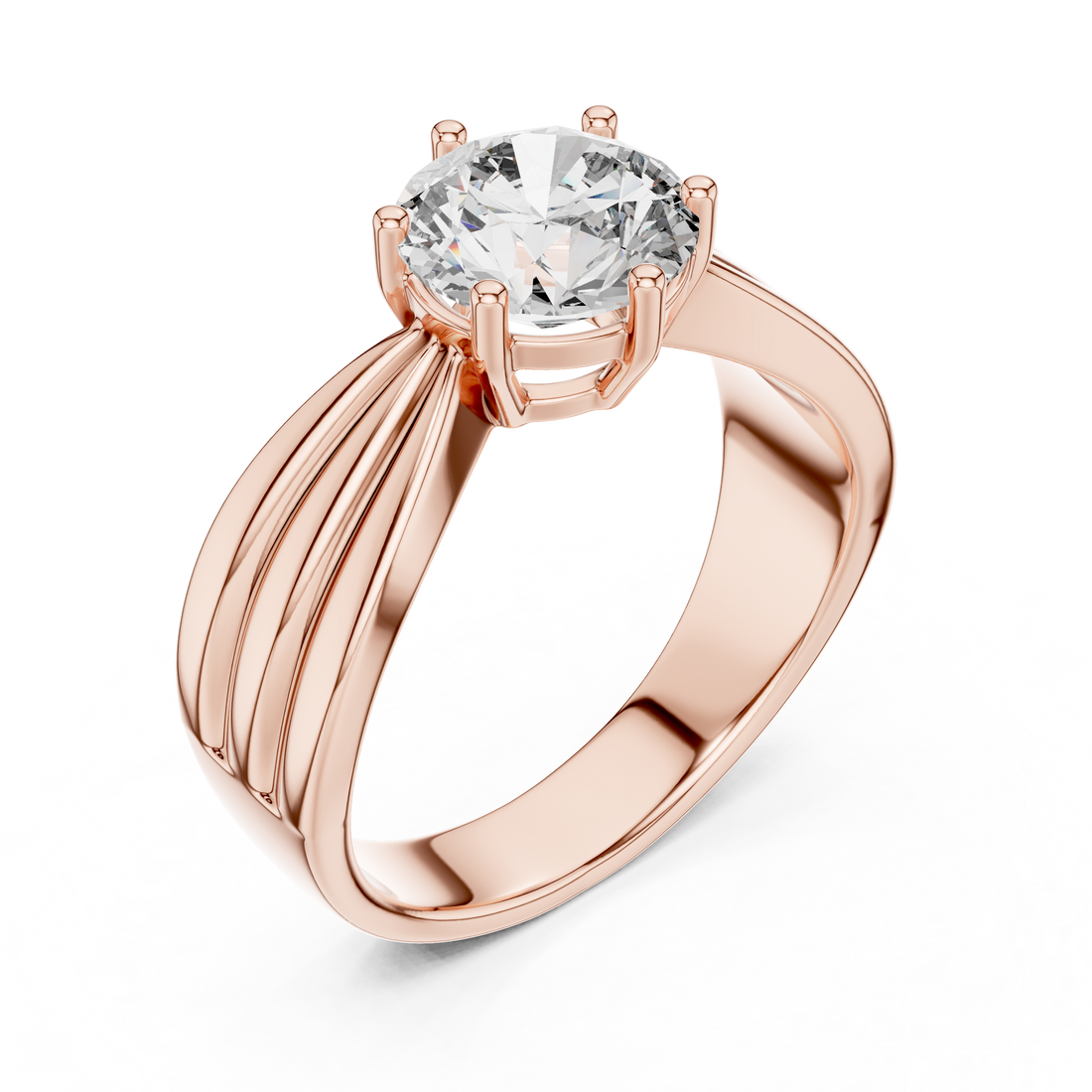 Modern White Gold Solitaire Ring with Sculpted Band