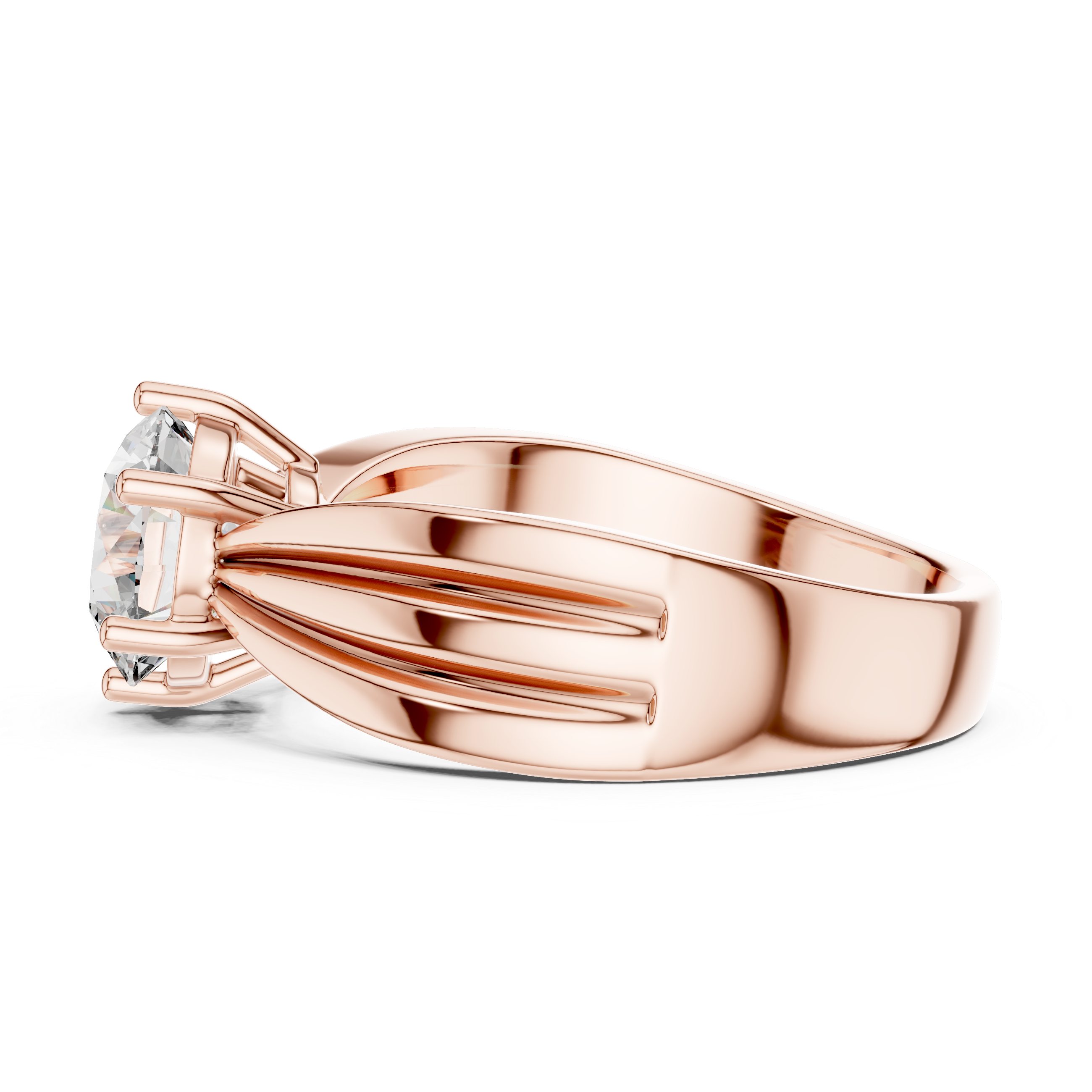 Modern White Gold Solitaire Ring with Sculpted Band