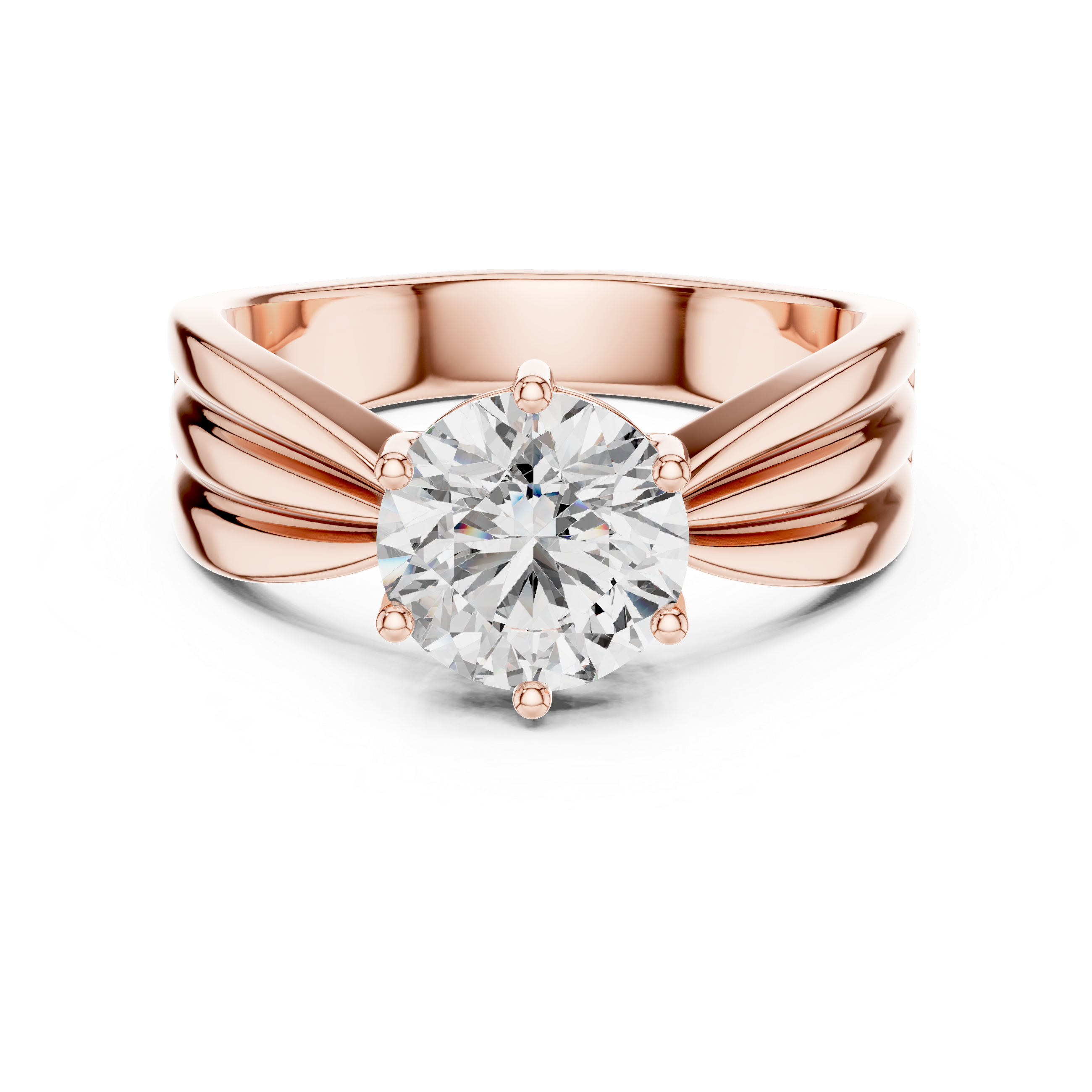 Modern White Gold Solitaire Ring with Sculpted Band