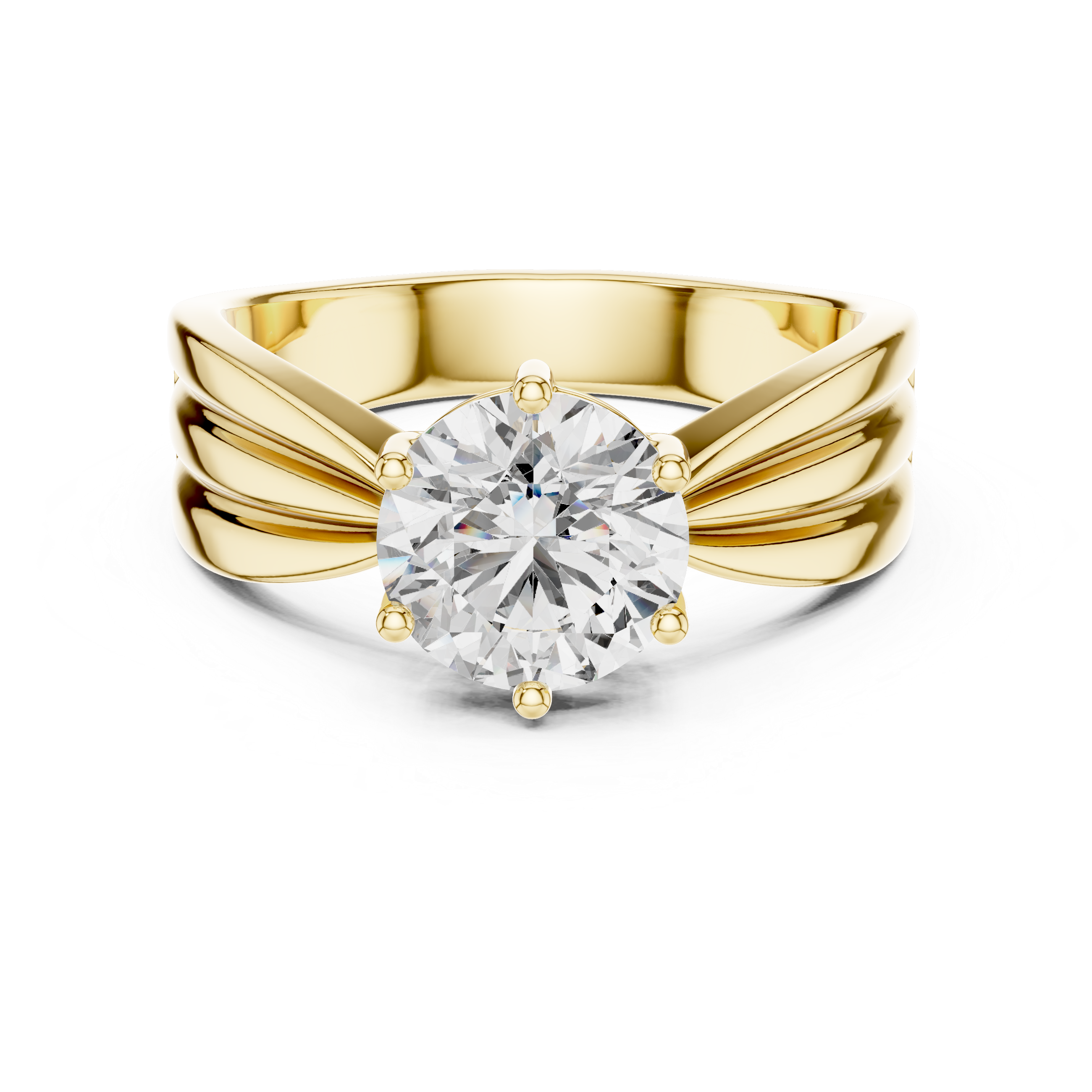 Modern White Gold Solitaire Ring with Sculpted Band