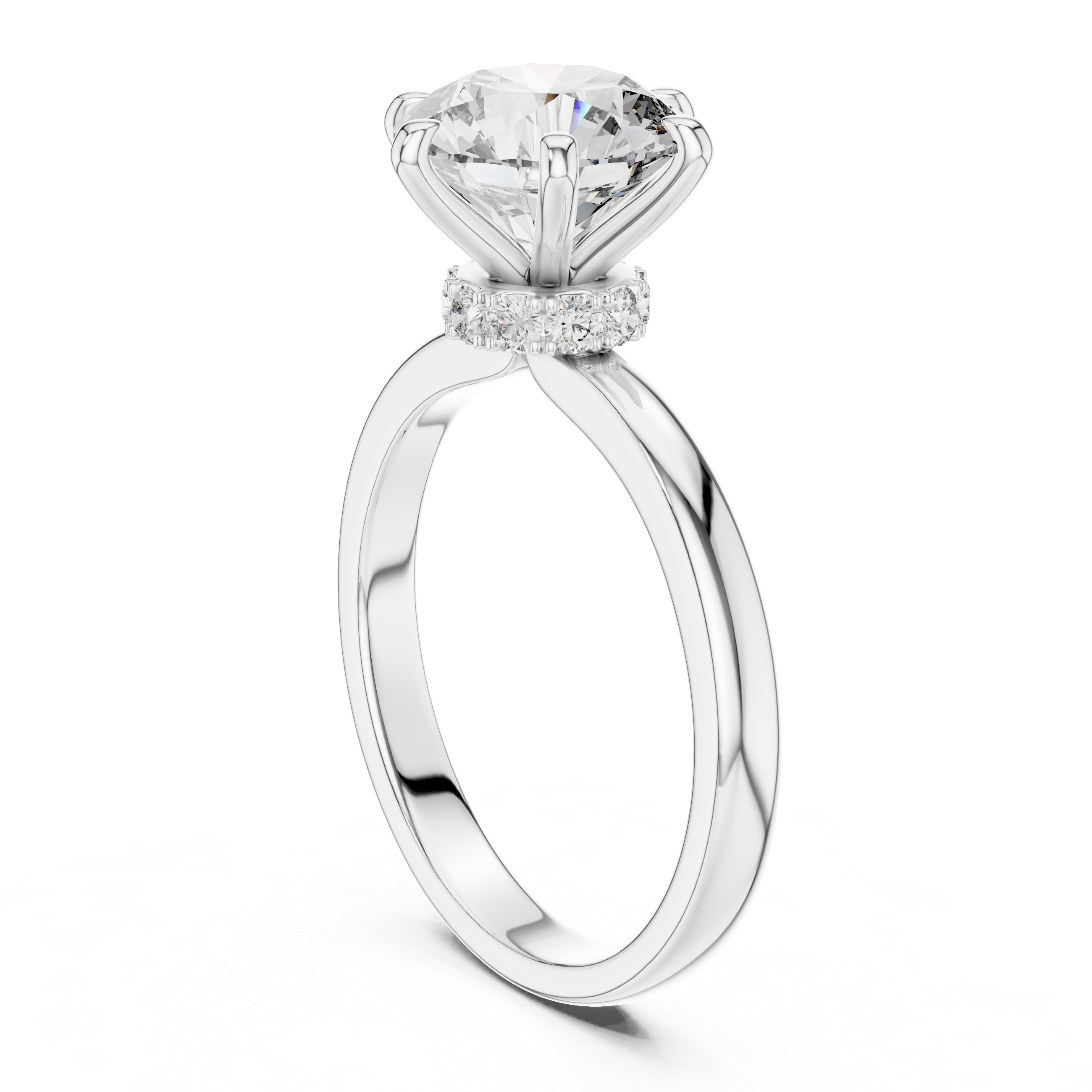 Delicate Hidden Halo Wedding Ring For Women's