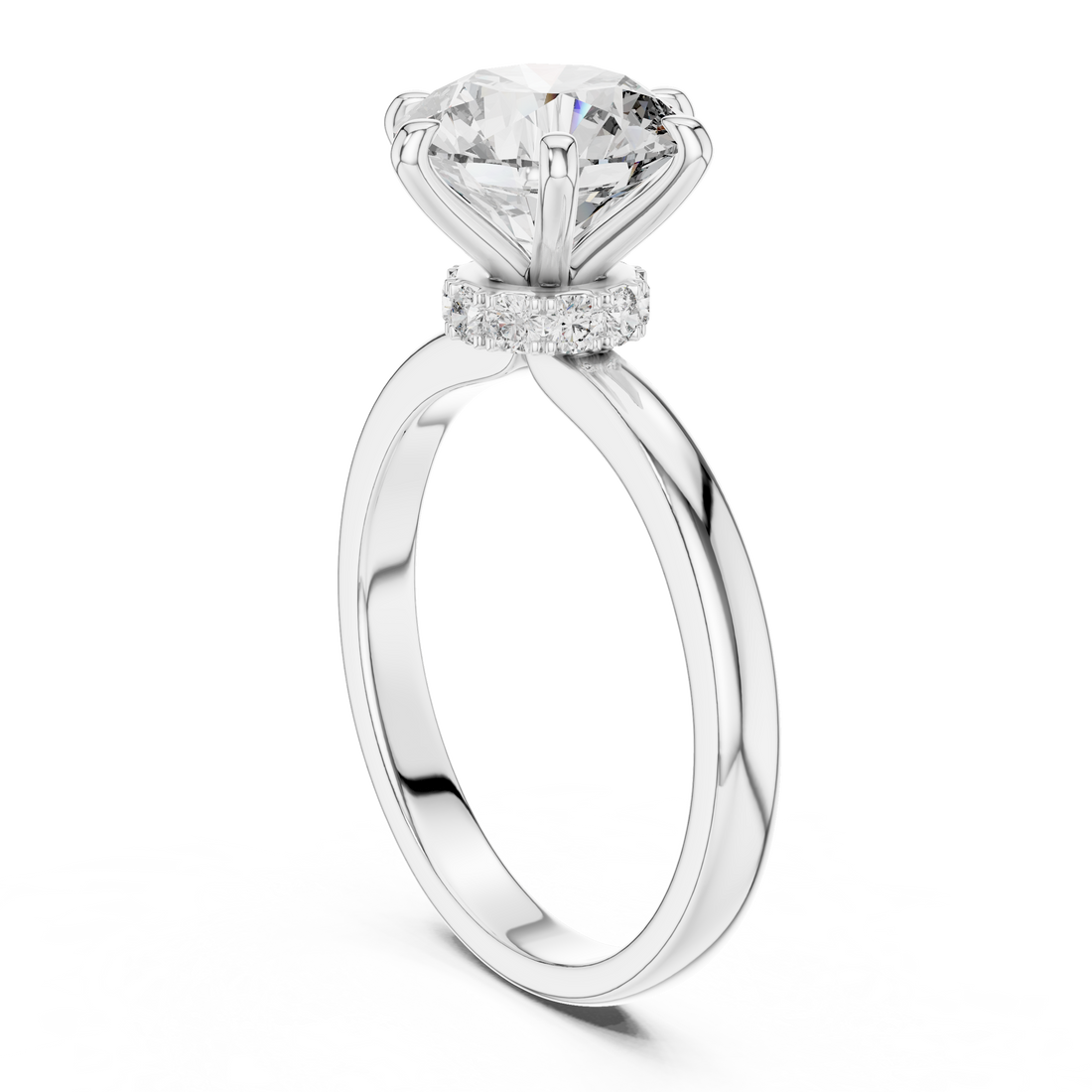 Delicate Hidden Halo Wedding Ring For Women's