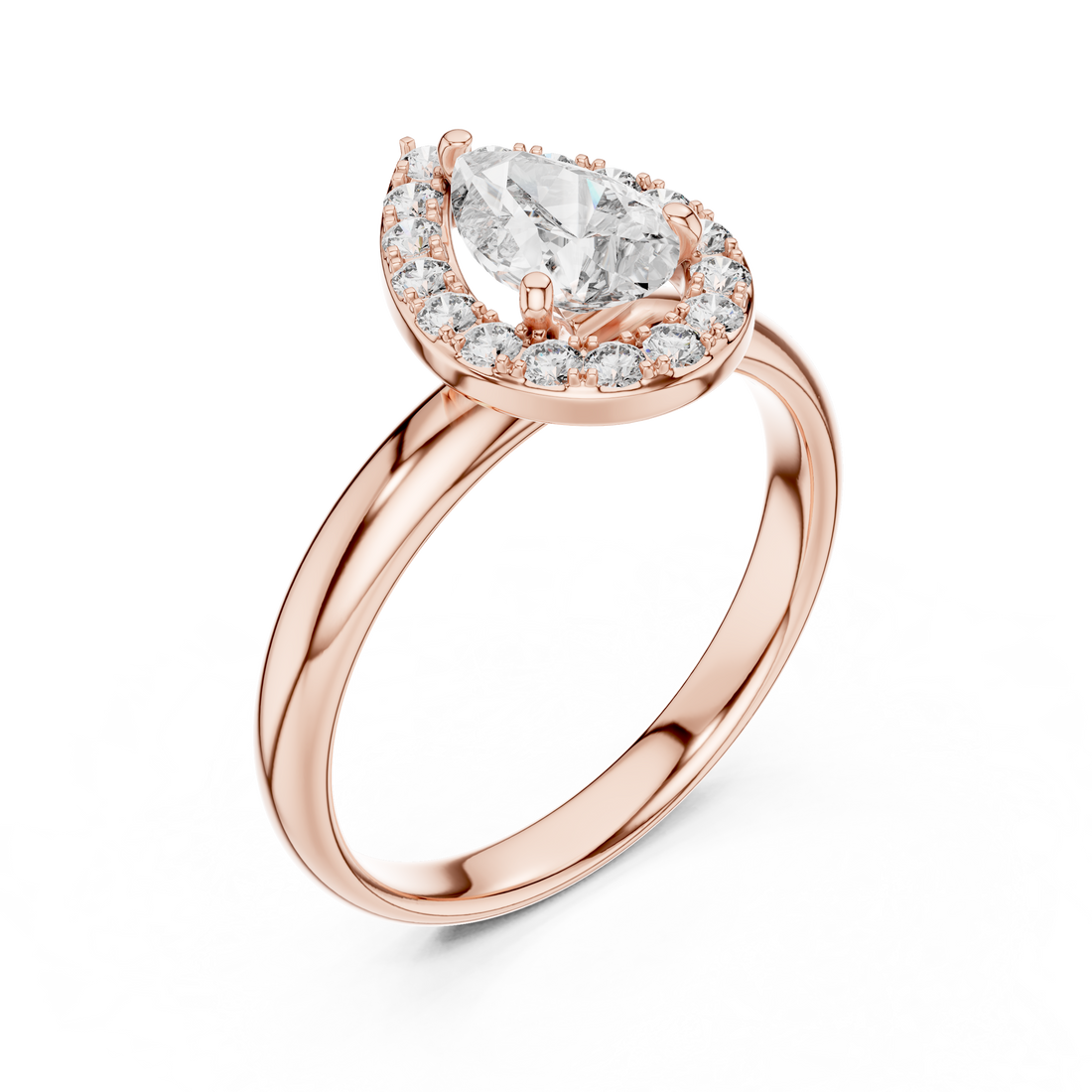 Stunning Teardrop Diamond Halo Ring – Elegant & Modern