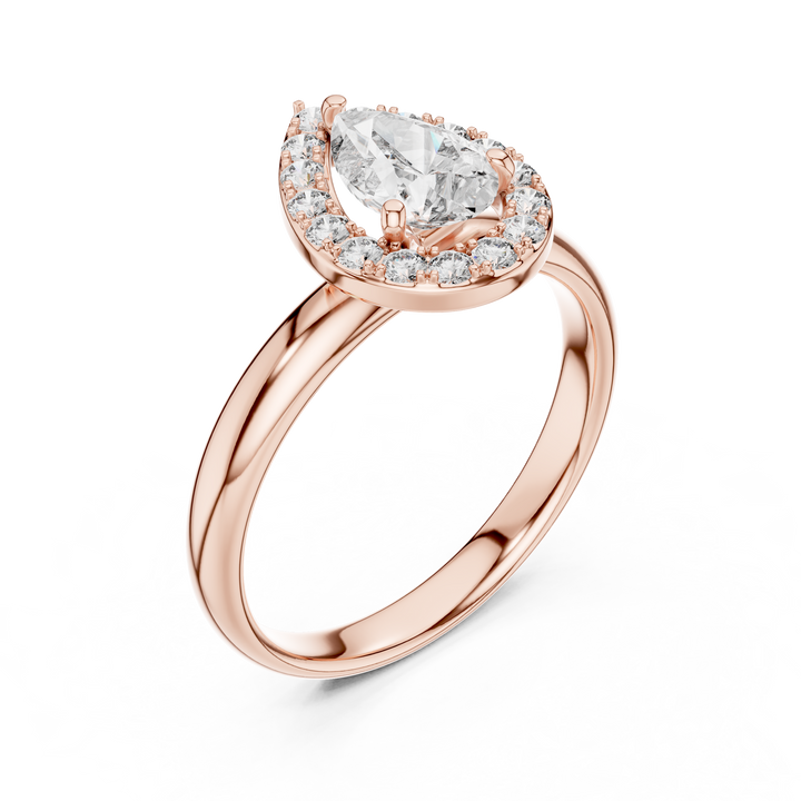 Stunning Teardrop Diamond Halo Ring – Elegant & Modern