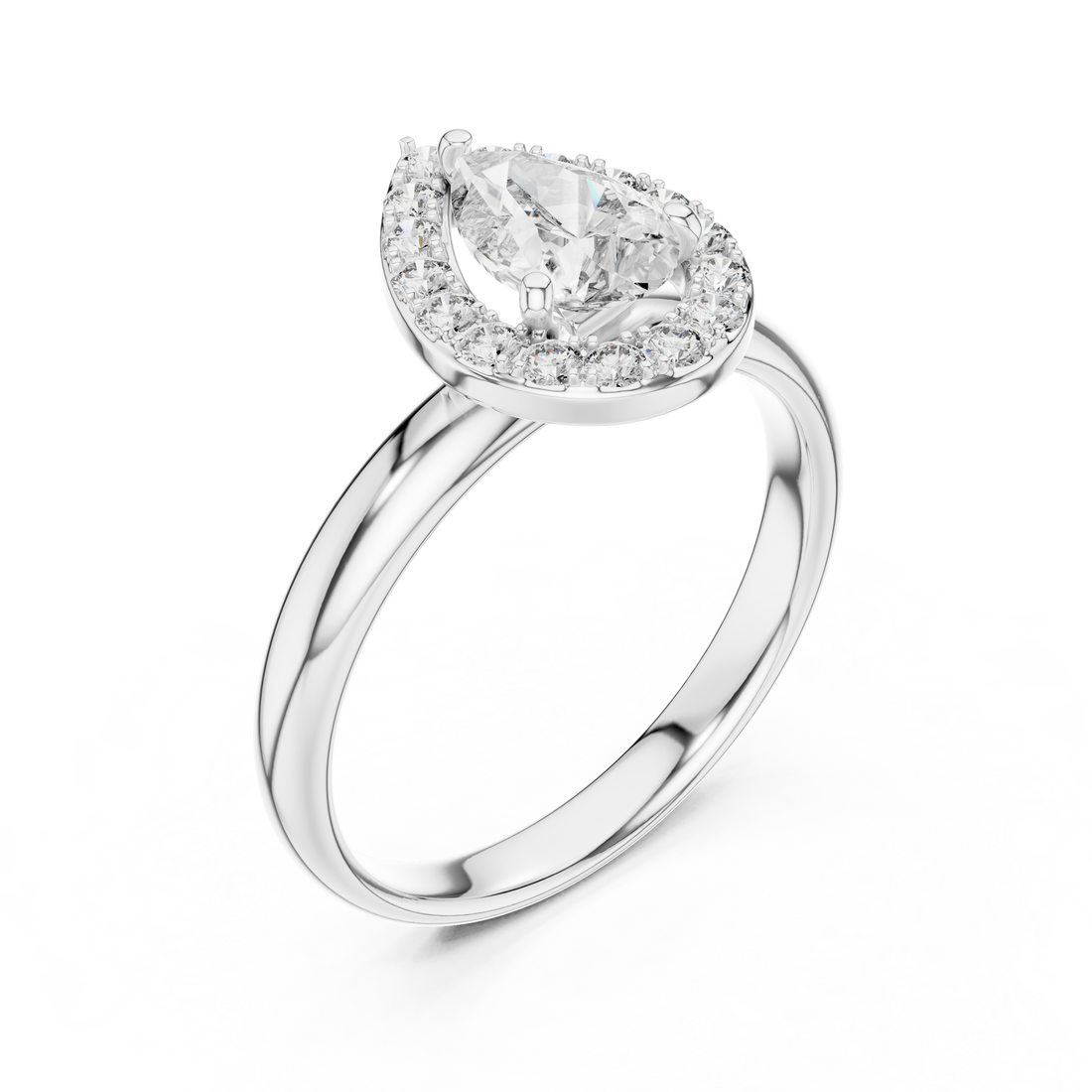 Stunning Teardrop Diamond Halo Ring – Elegant & Modern