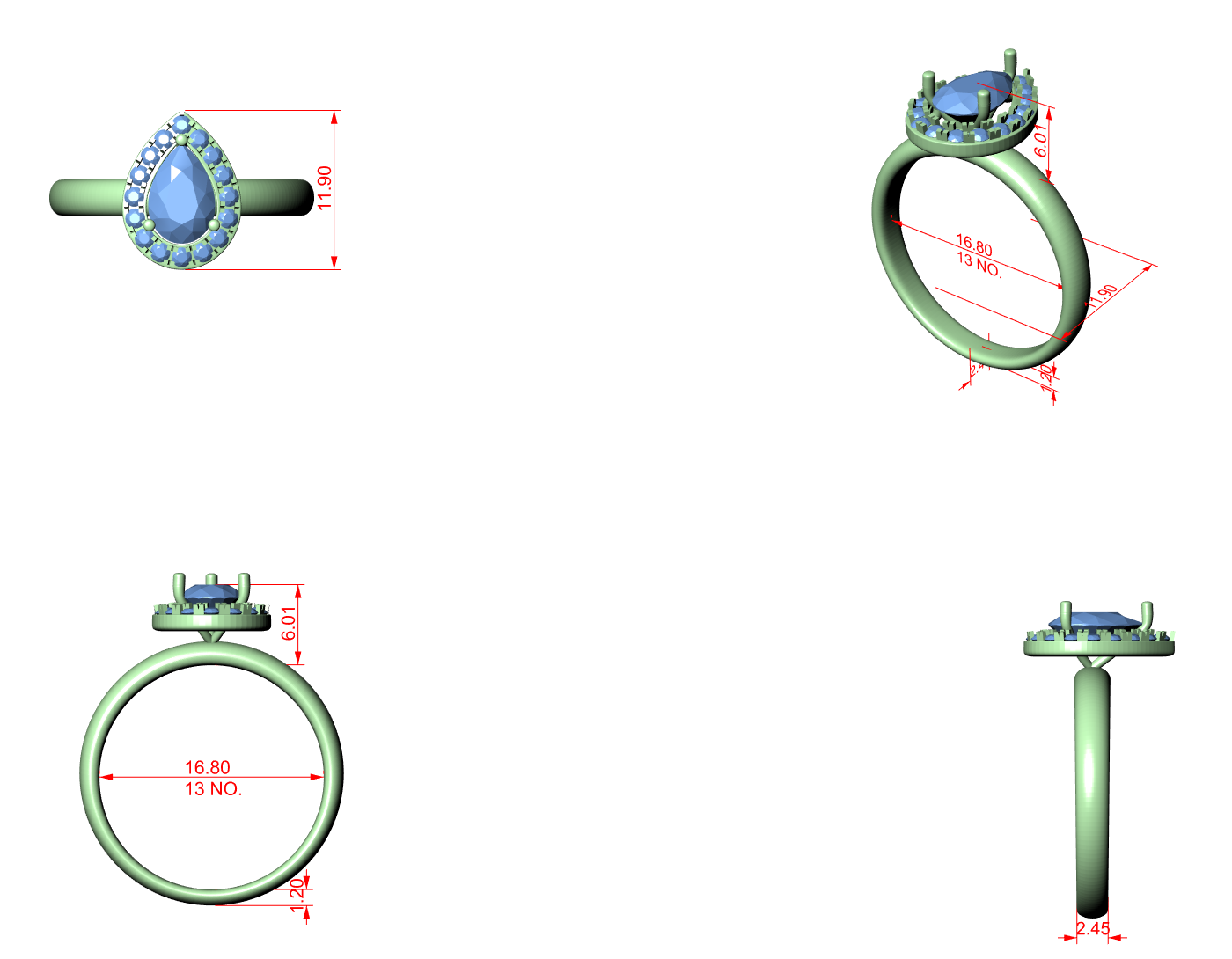 Stunning Teardrop Diamond Halo Ring – Elegant & Modern