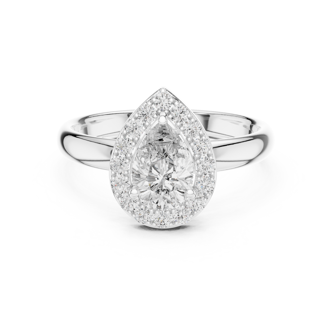Stunning Teardrop Diamond Halo Ring – Elegant & Modern