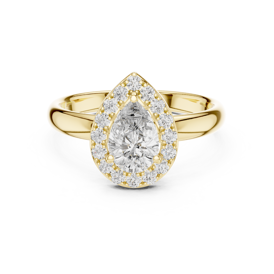 Stunning Teardrop Diamond Halo Ring – Elegant & Modern