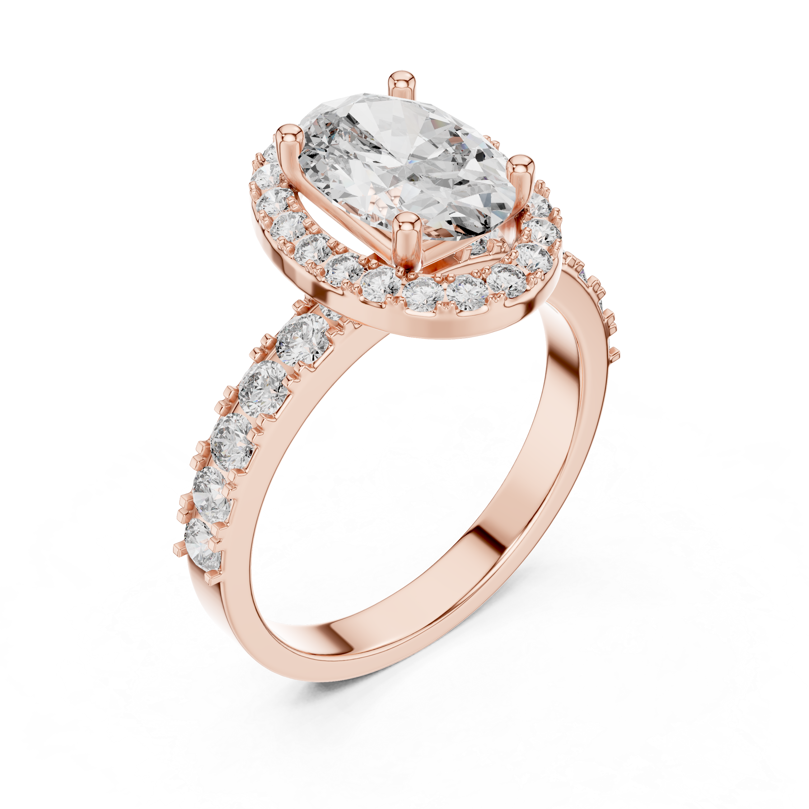 Luxury Oval Cut Diamond Ring with Sparkling Halo Setting