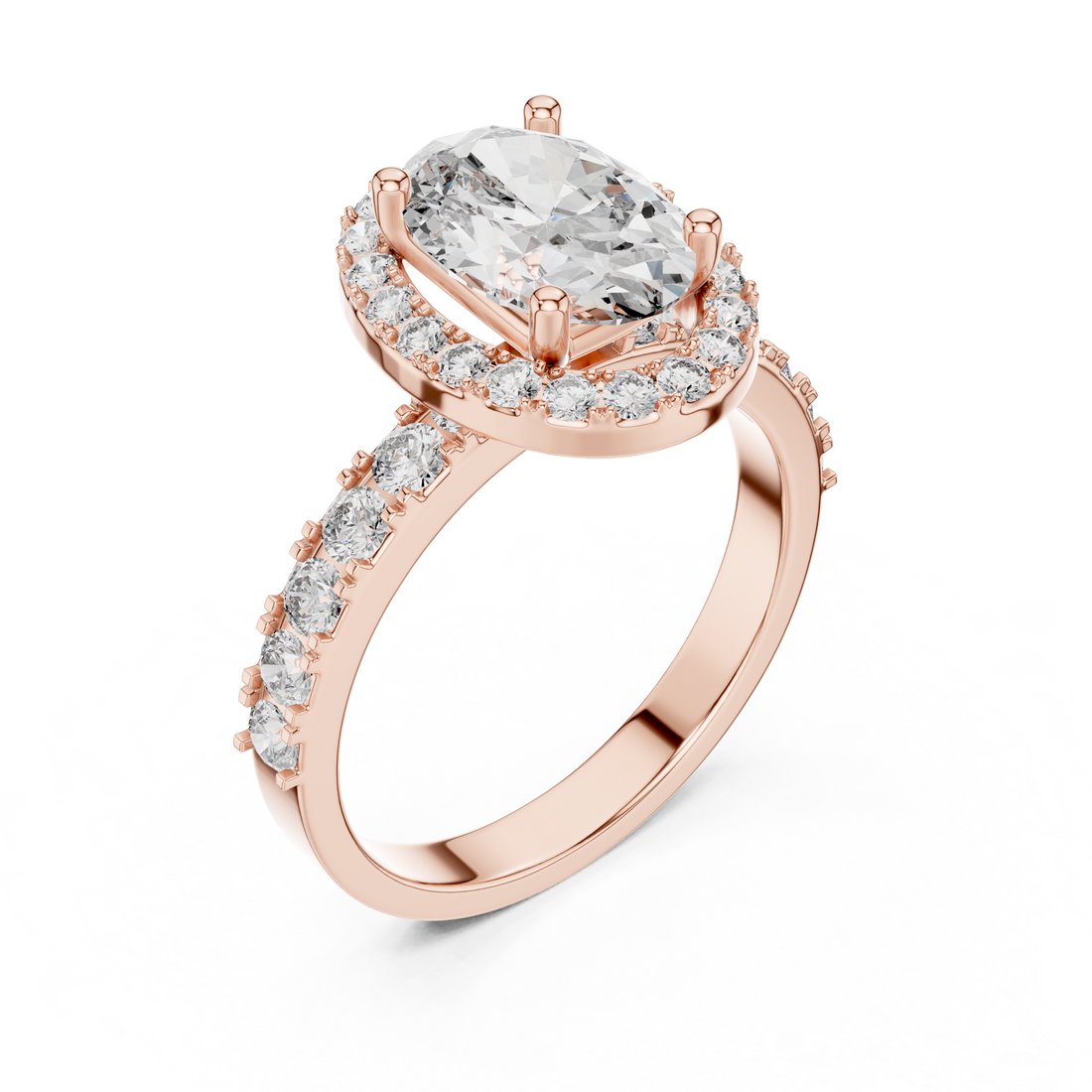Luxury Oval Cut Diamond Ring with Sparkling Halo Setting